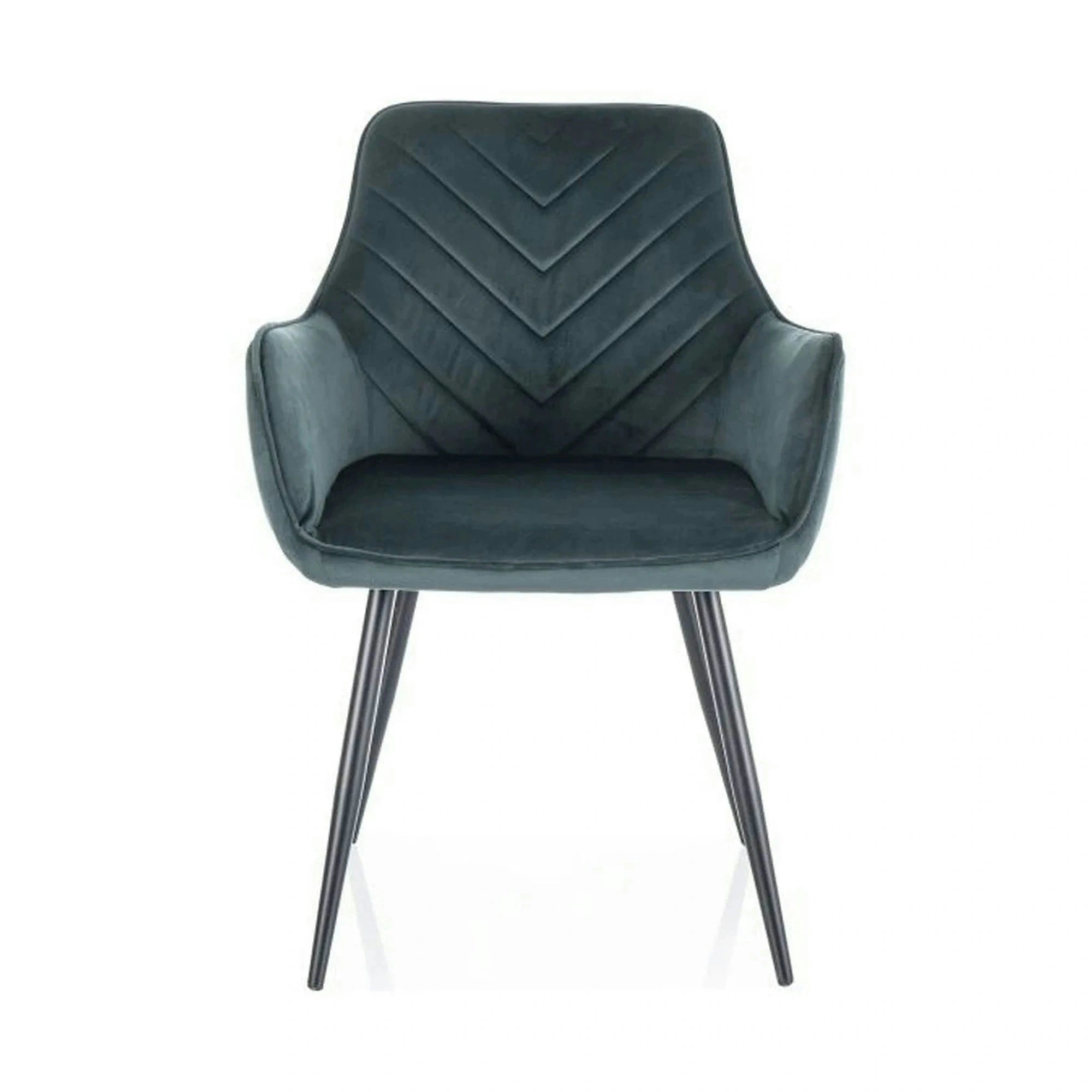Scaun FIG, verde/negru, stofa catifelata/metal, 57x47x85 cm