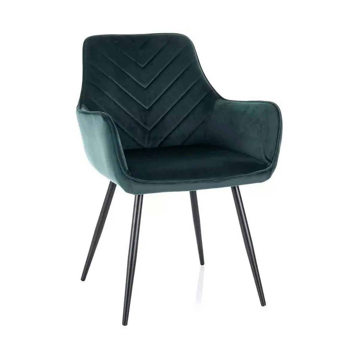 Scaun FIG, verde/negru, stofa catifelata/metal, 57x47x85 cm