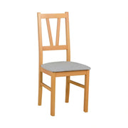 Scaun FILO, stejar auriu/gri, stofa clasica/lemn, 43x50x94 cm