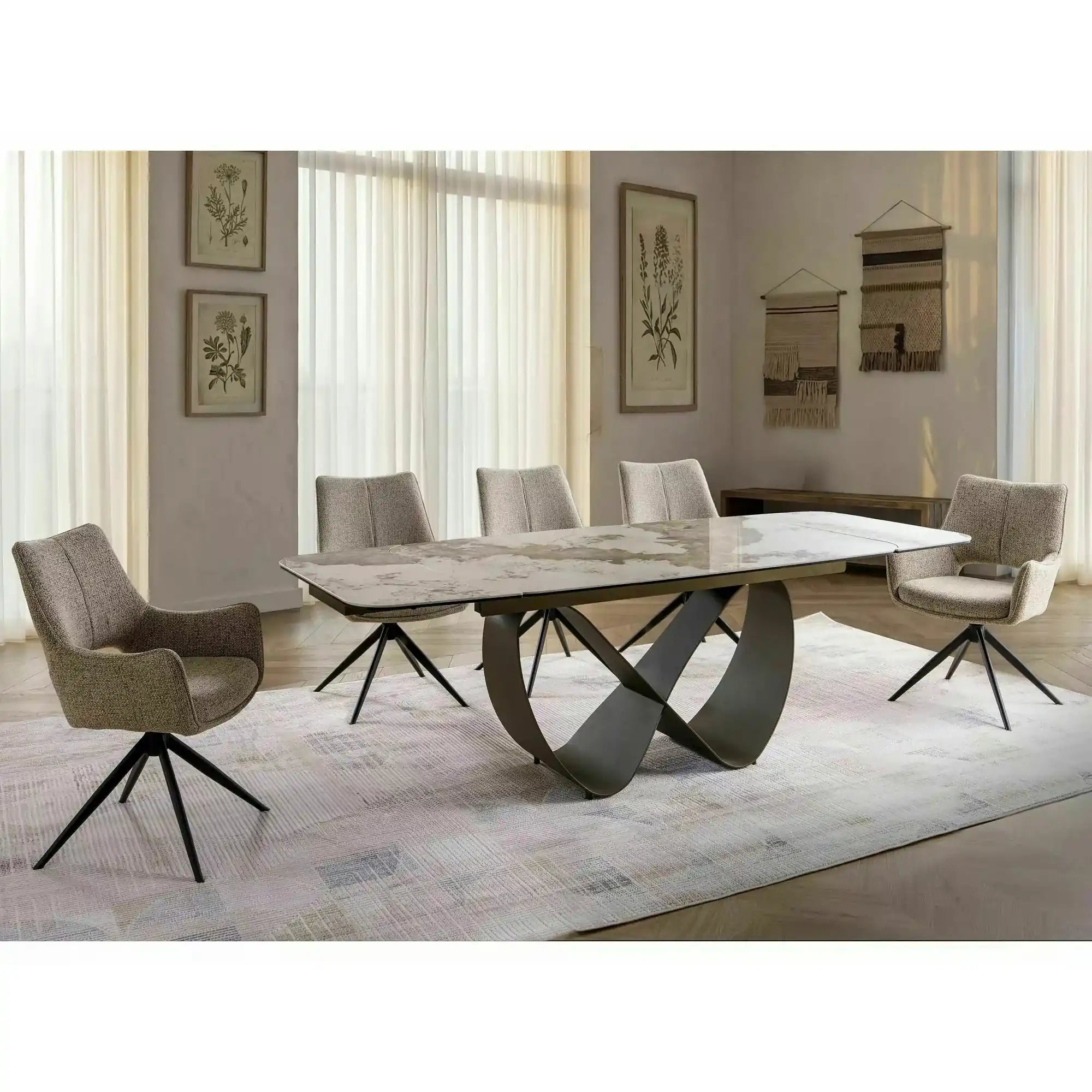 Scaun FINO II, bej închis/negru, stofă/metal, 59x44x87 cm