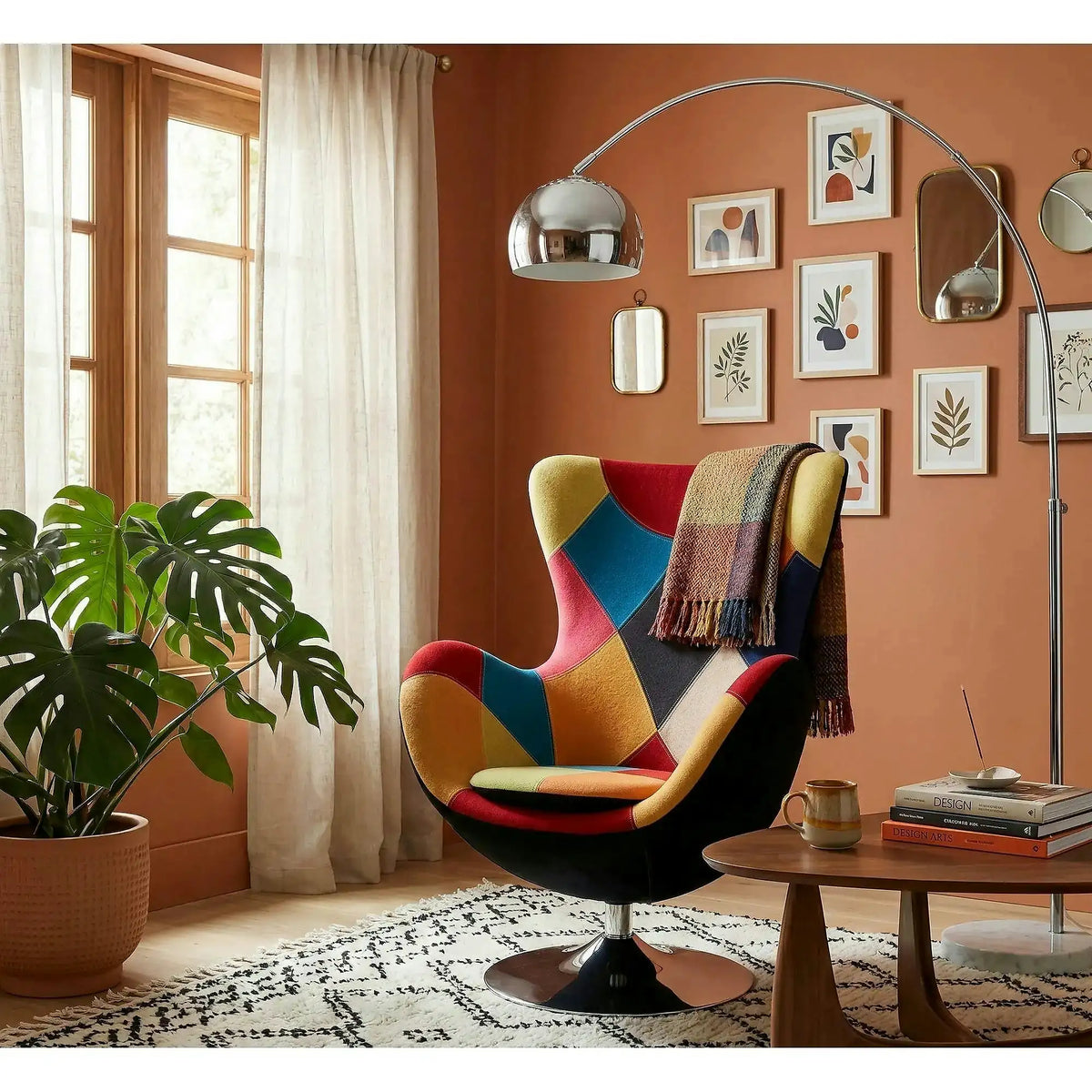 Scaun fluture BUTTERFLY, multicolor/crom, stofa/otel, 76x75x95 cm