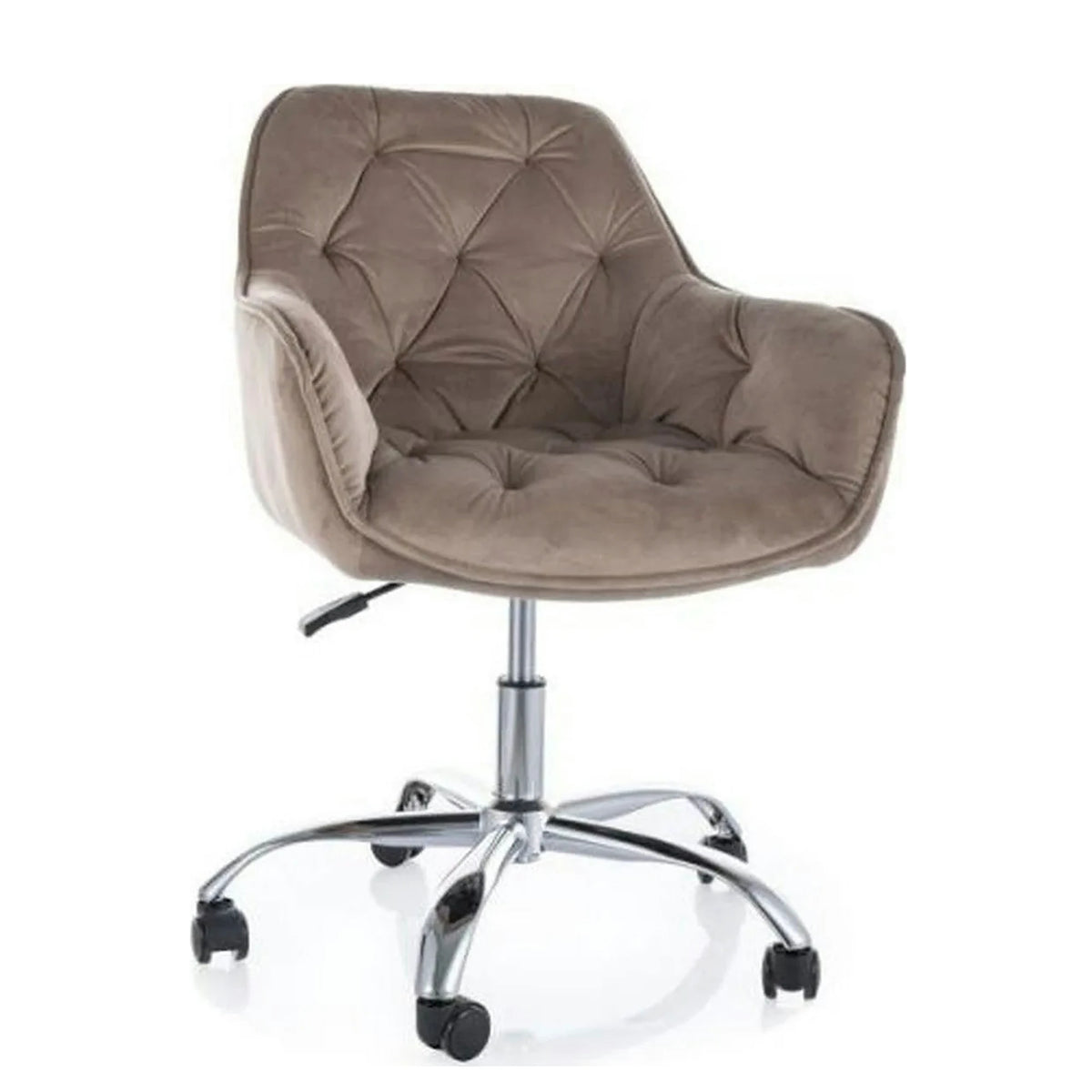 Scaun fotoliu birou Q-190, bej inchis - Bluvel 40/crom, stofa catifelata/metal, 60x44x80/91 cm