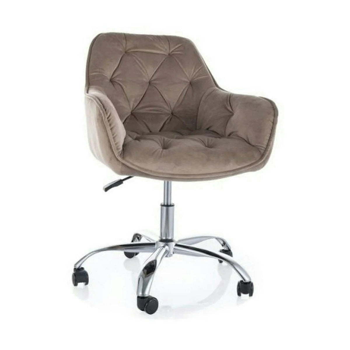 Scaun fotoliu birou Q-190, bej inchis - Bluvel 40/crom, stofa catifelata/metal, 60x44x80/91 cm