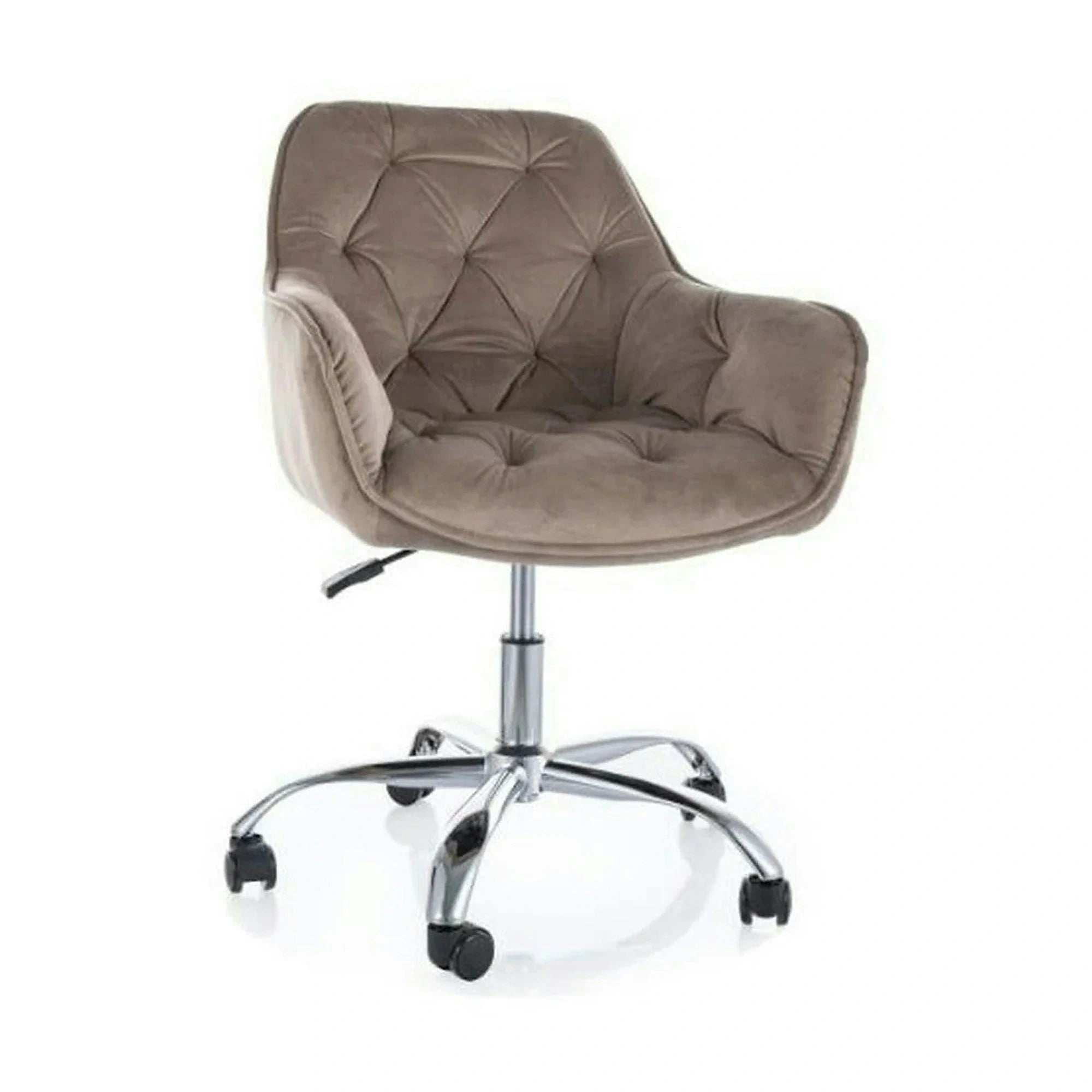 Scaun fotoliu birou Q-190, bej inchis - Bluvel 40/crom, stofa catifelata/metal, 60x44x80/91 cm