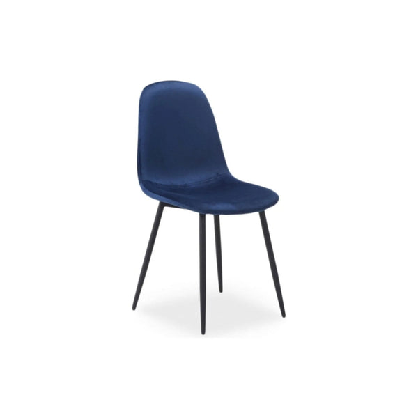Scaun FOX, albastru/negru, stofa catifelata/metal, 44x39x86 cm