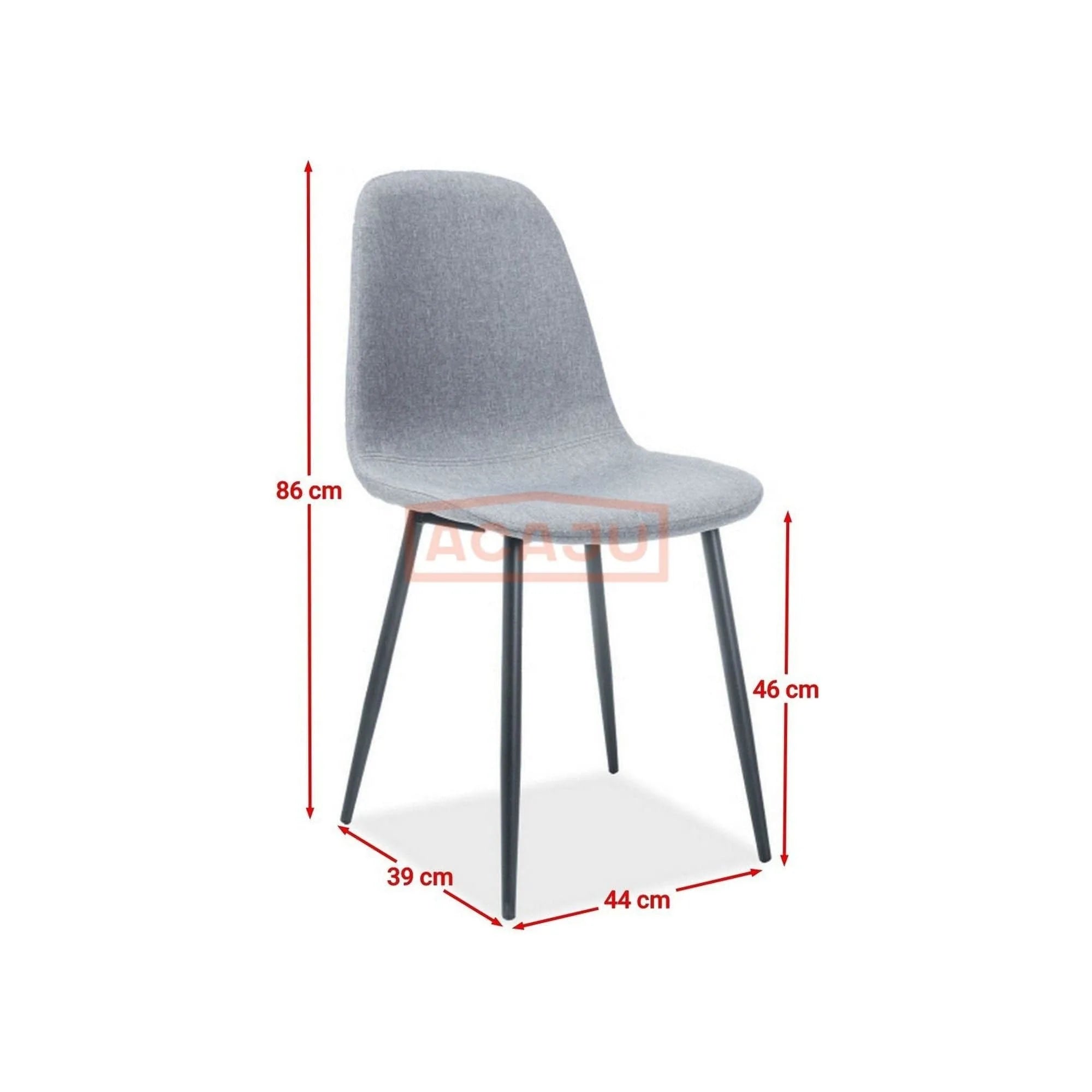 Scaun FOX, gri/negru, stofa/metal, 44x39x86 cm