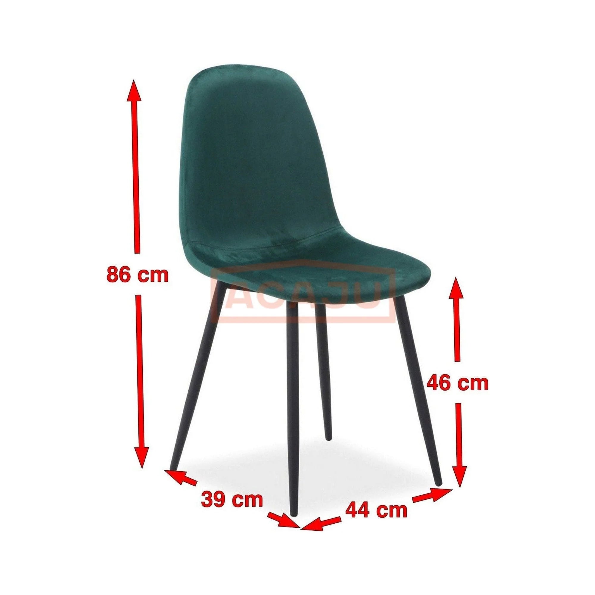 Scaun FOX, verde/negru, stofa catifelata/metal, 44x39x86 cm