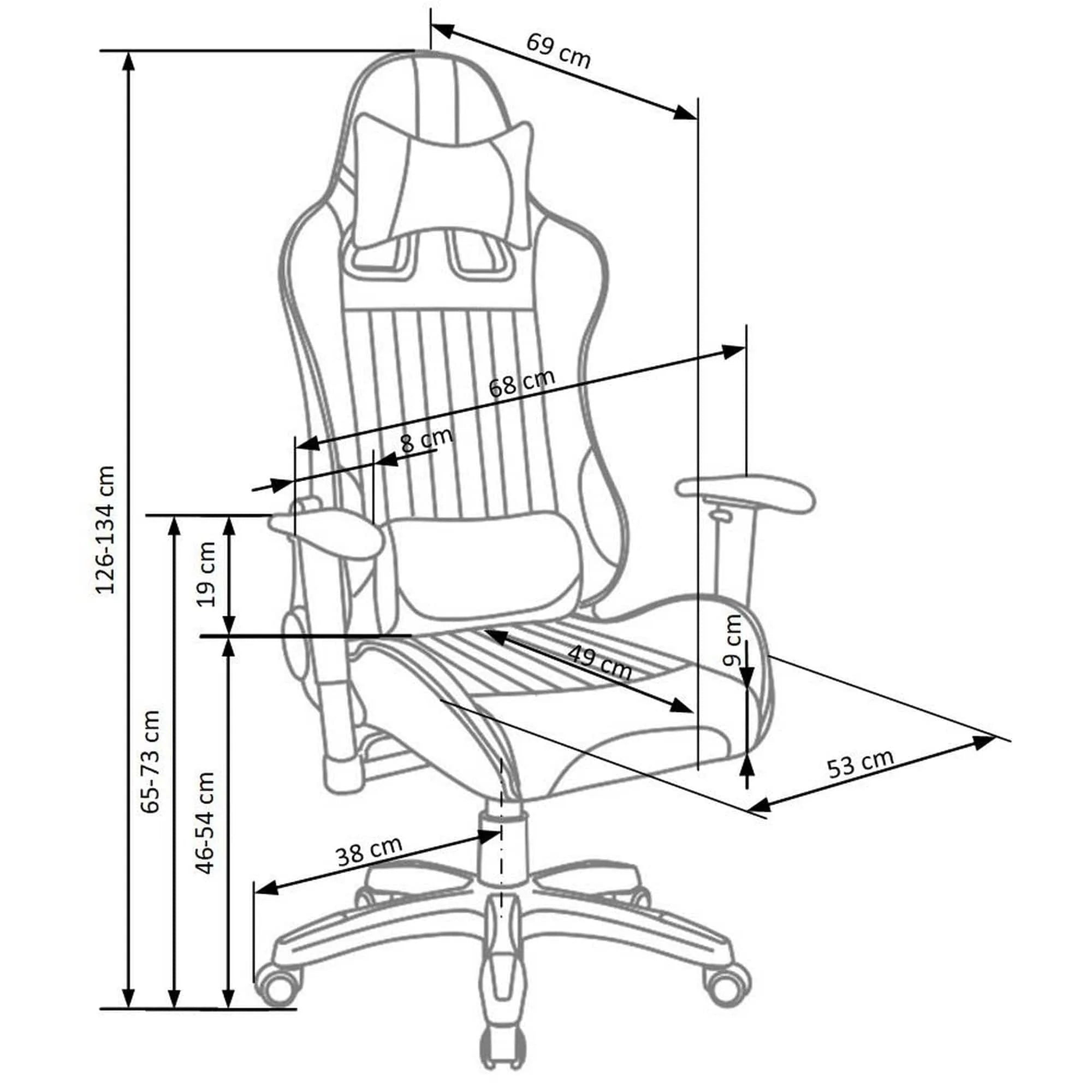 Scaun gaming DEFENDER, rosu/negru, piele ecologica, 68x69x126/134 cm