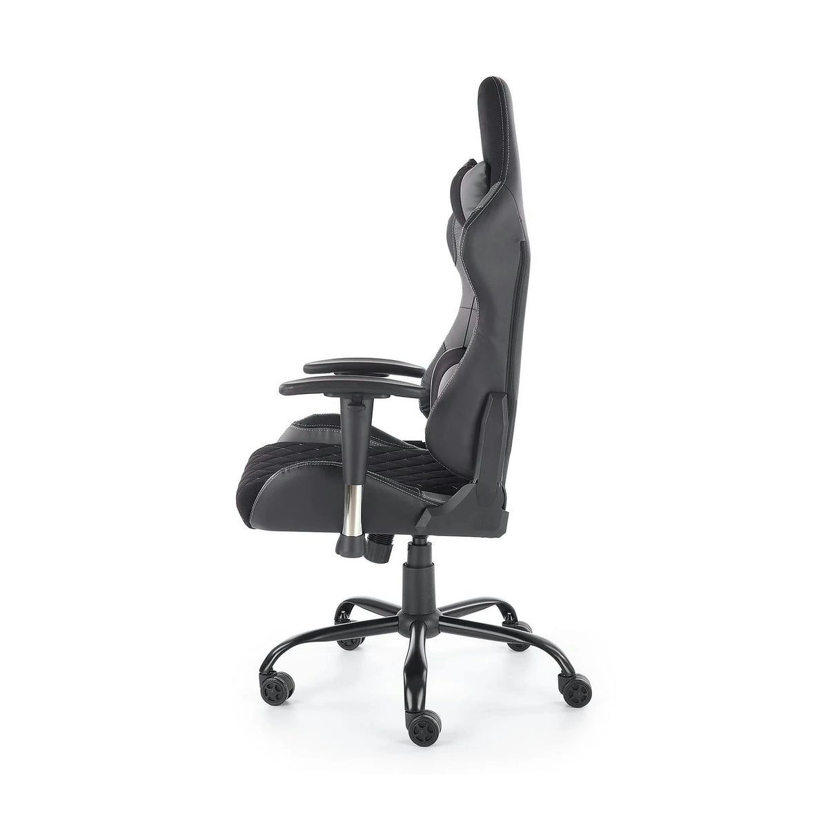 Scaun gaming DRAKE, negru/gri, stofa, 69x62x127/134 cm