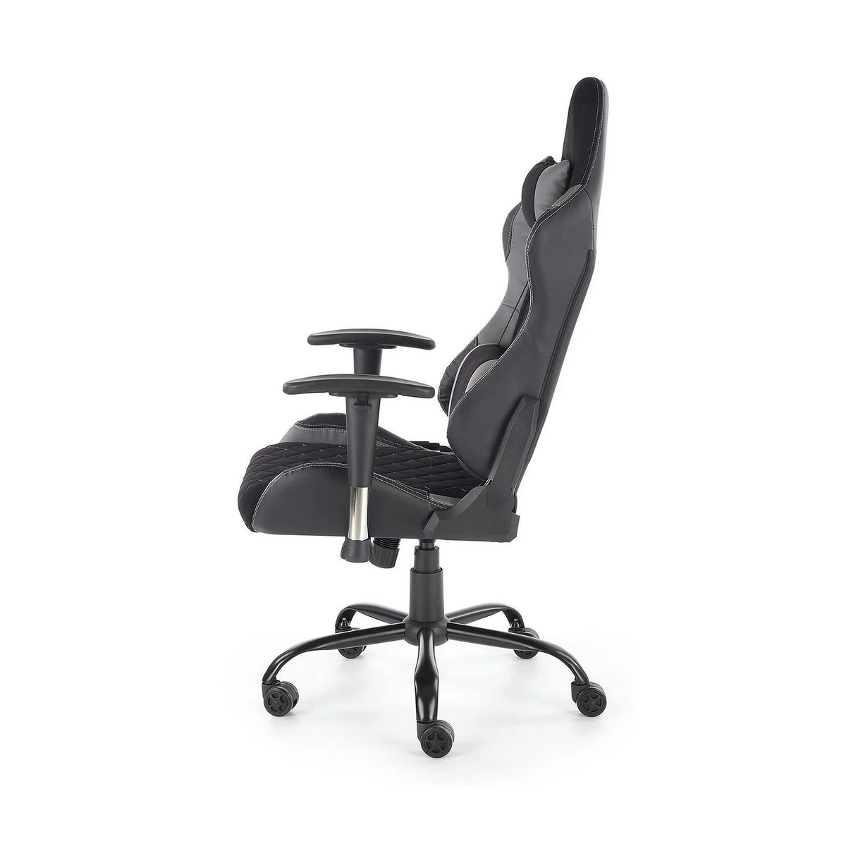Scaun gaming DRAKE, negru/gri, stofa, 69x62x127/134 cm