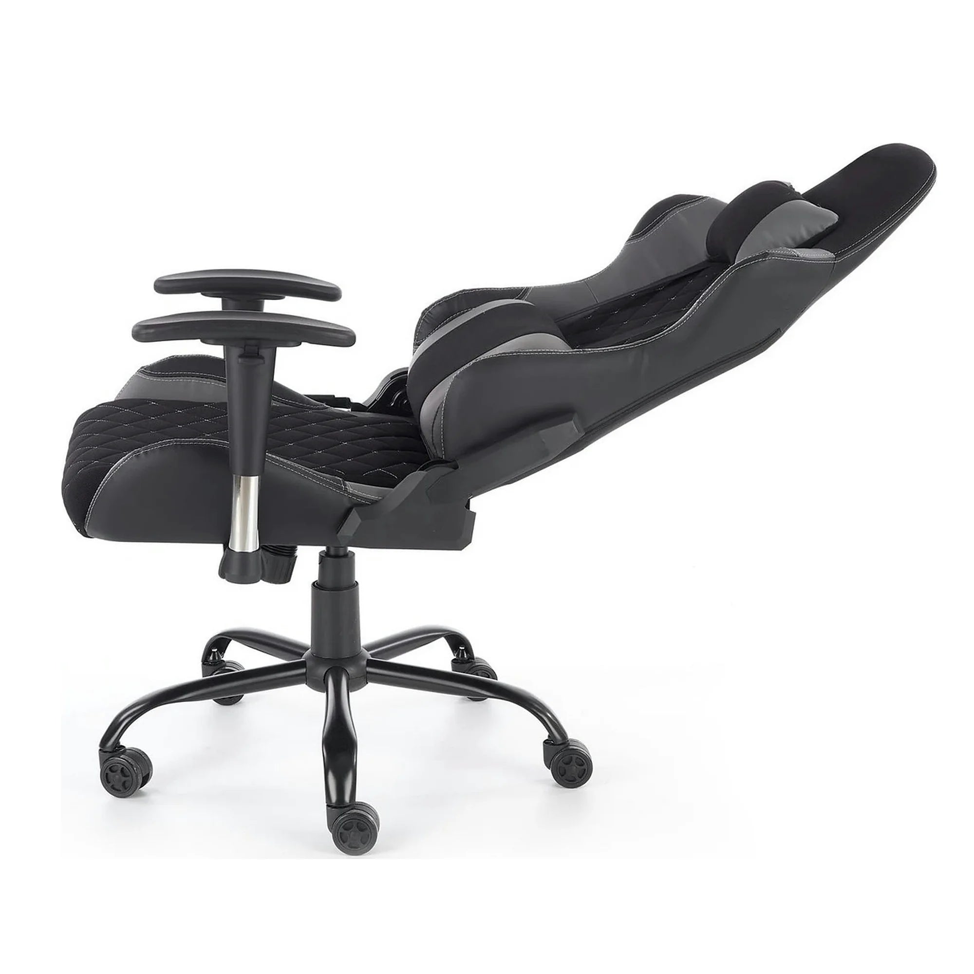 Scaun gaming DRAKE, negru/gri, stofa, 69x62x127/134 cm