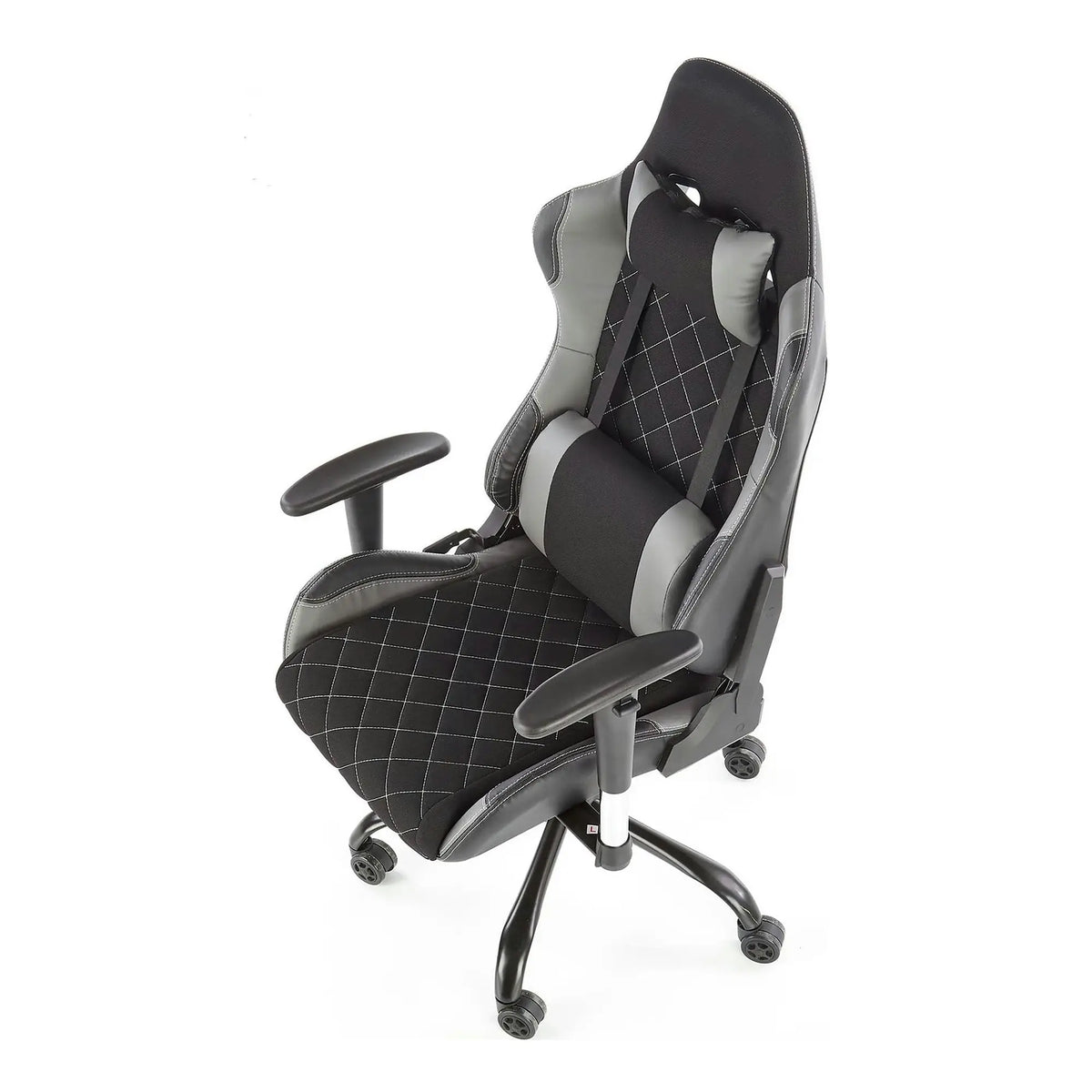 Scaun gaming DRAKE, negru/gri, stofa, 69x62x127/134 cm