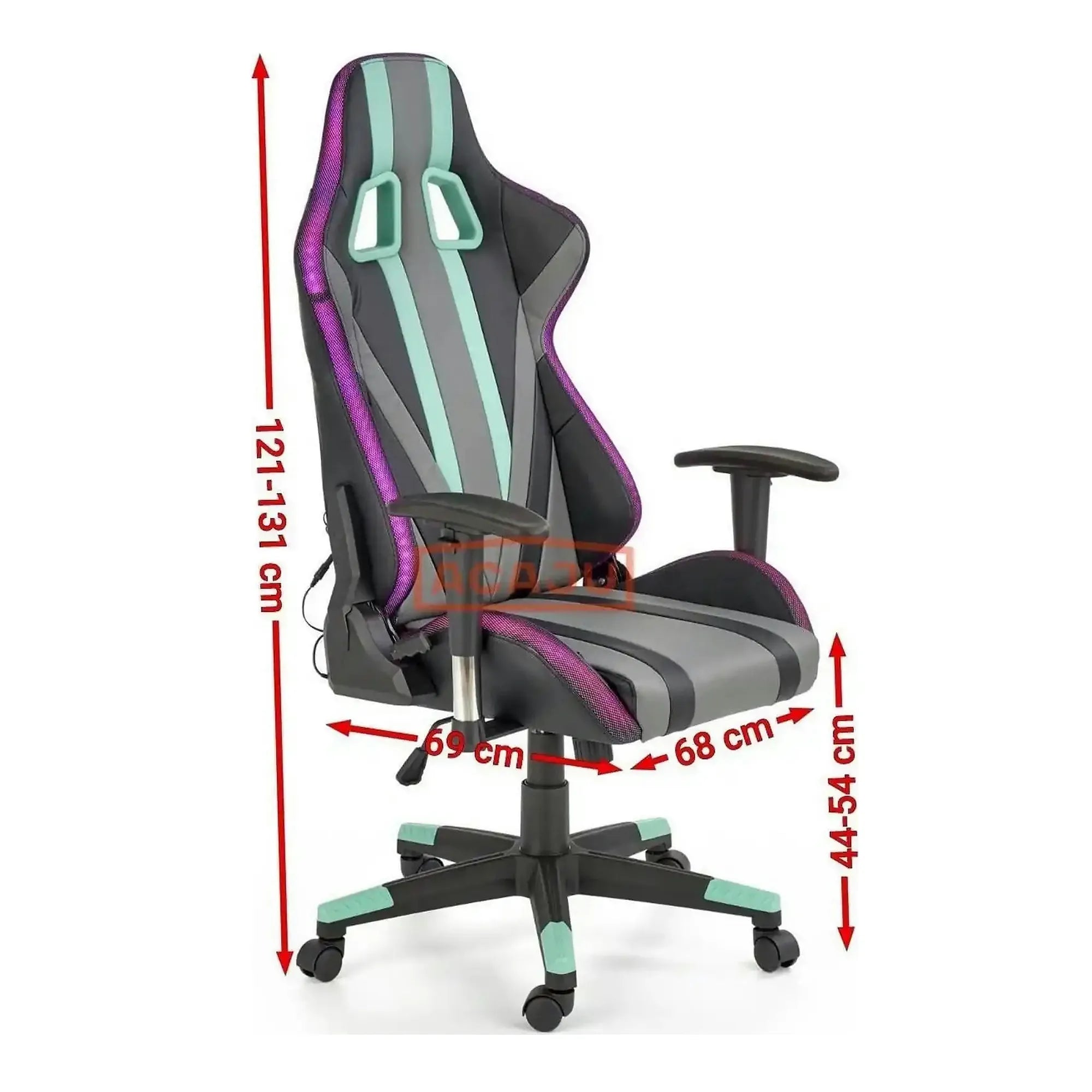 Scaun gaming FACTOR, negru/gri/verde, piele ecologica/material textil, 68x69x121/131 cm