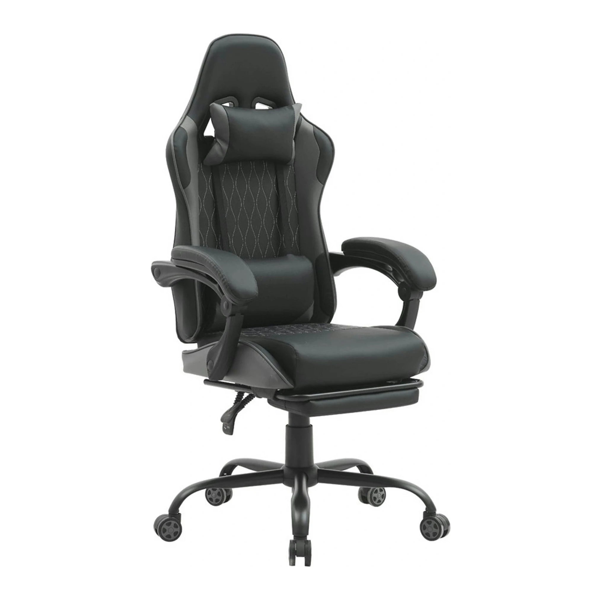 Scaun gaming G-TURBO, negru/gri, piele ecologica/metal, 65x64x125/135 cm