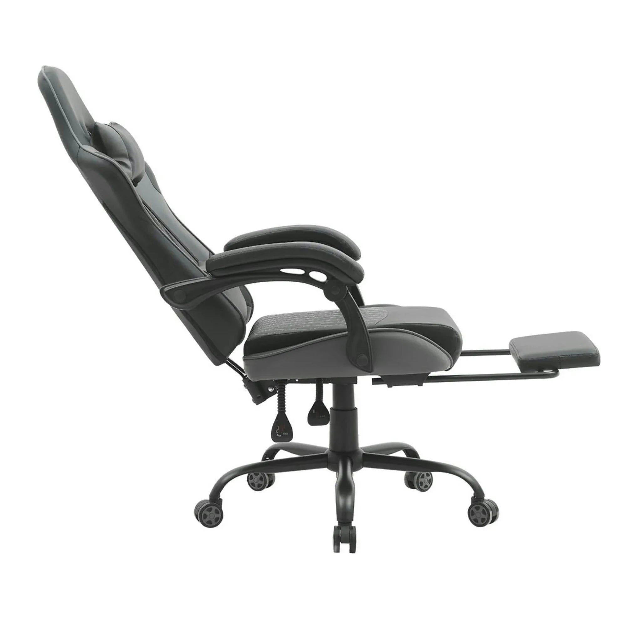 Scaun gaming G-TURBO, negru/gri, piele ecologica/metal, 65x64x125/135 cm