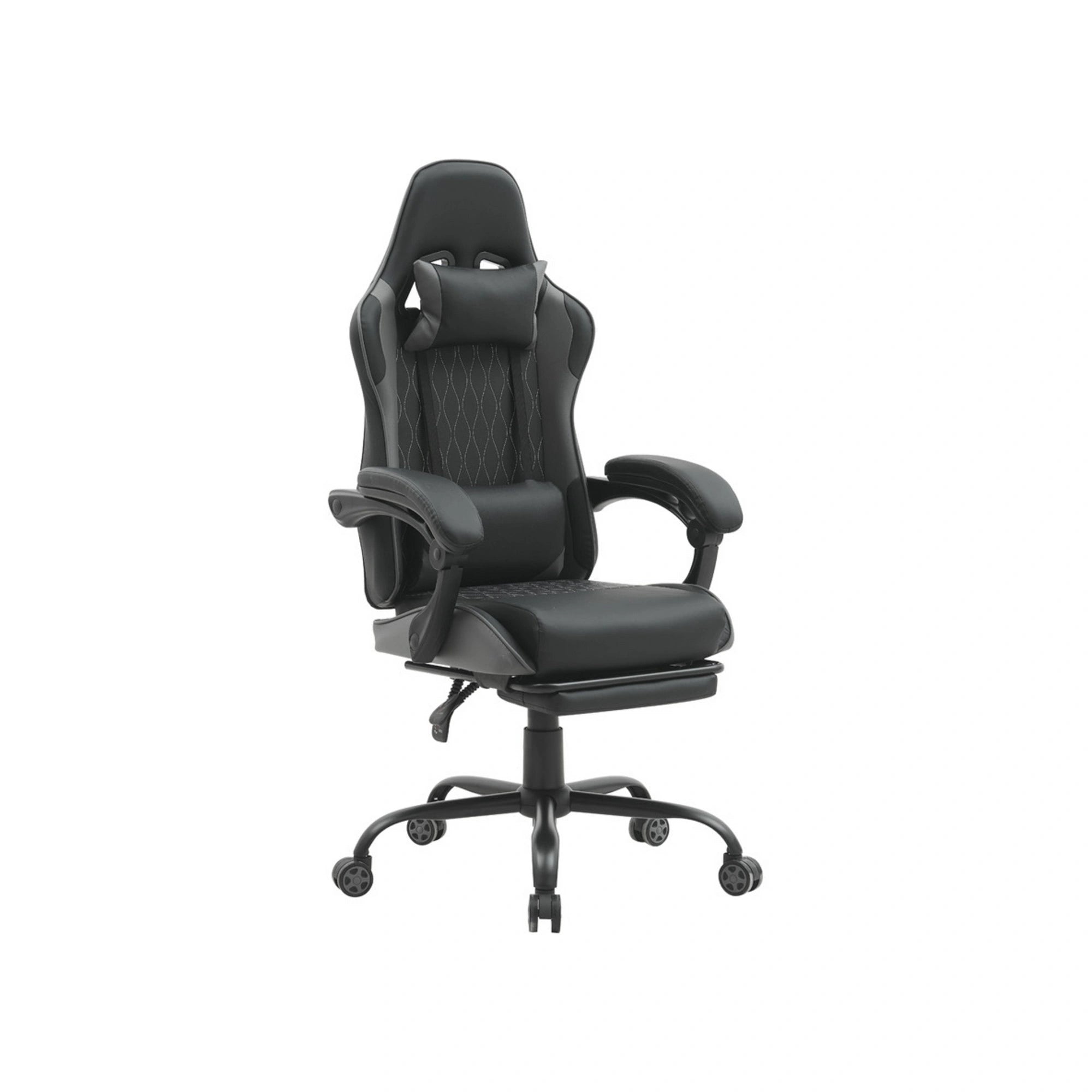 Scaun gaming G-TURBO, negru/gri, piele ecologica/metal, 65x64x125/135 cm