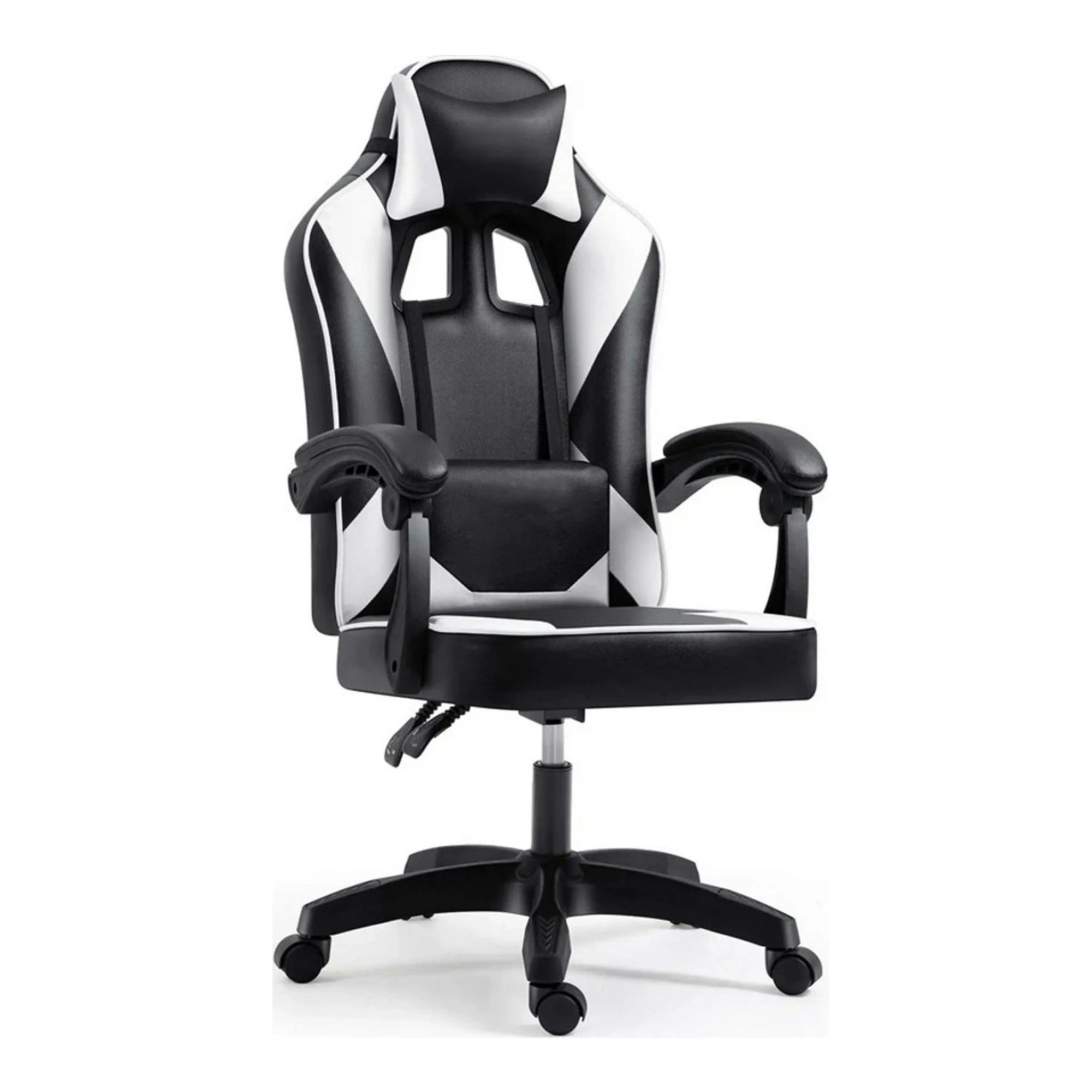 Scaun gaming IMPERIA, negru/alb, piele ecologica/metal, 64x64x104/116 cm