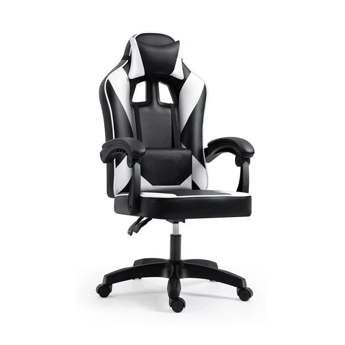 Scaun gaming IMPERIA, negru/alb, piele ecologica/metal, 64x64x104/116 cm