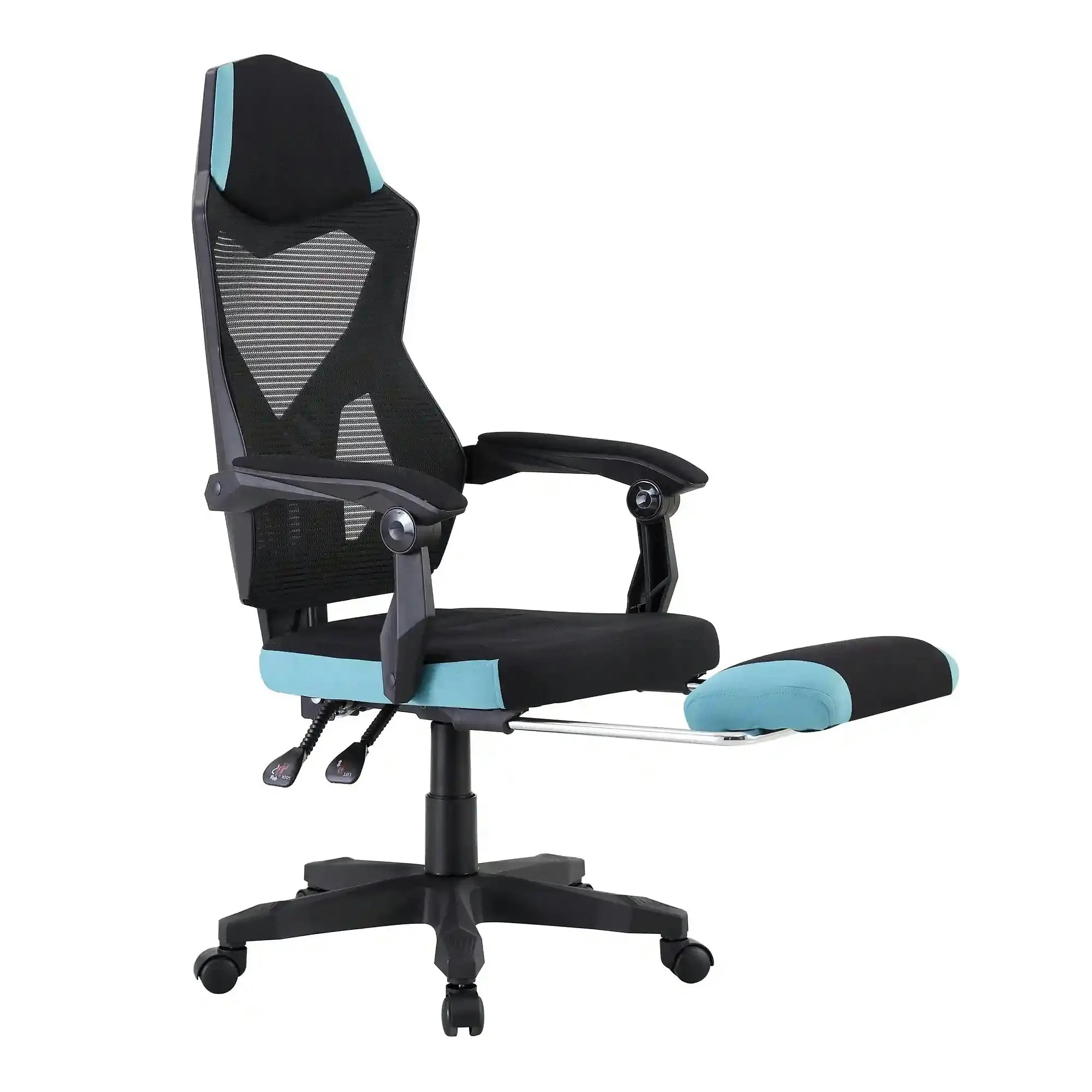 Scaun gaming JORIK NEW, negru/albastru, material textil/plasa, 60x65x108/118 cm