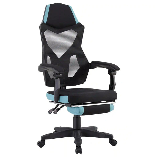 Scaun gaming JORIK NEW, negru/albastru, material textil/plasa, 60x65x108/118 cm