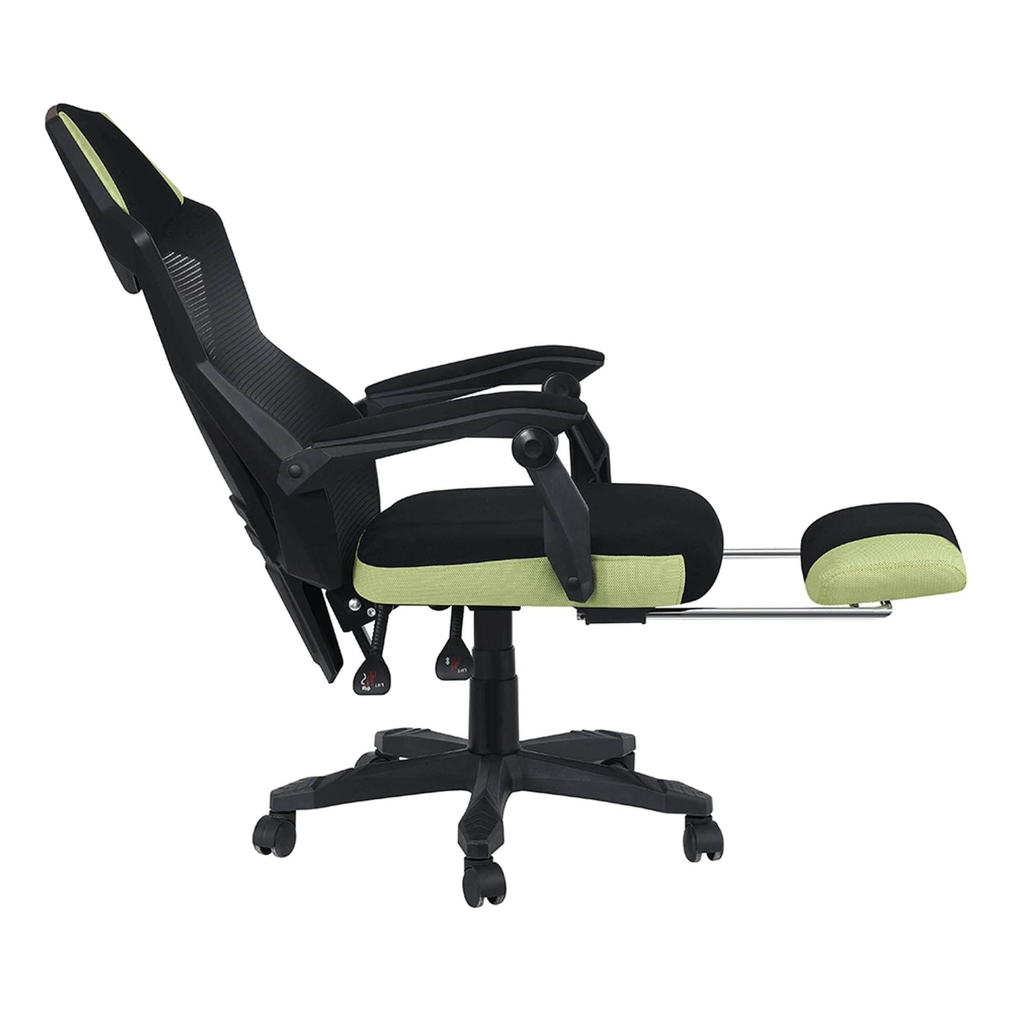 Scaun gaming JORIK NEW, negru/verde, plasa/plastic, 60x65x108/118 cm