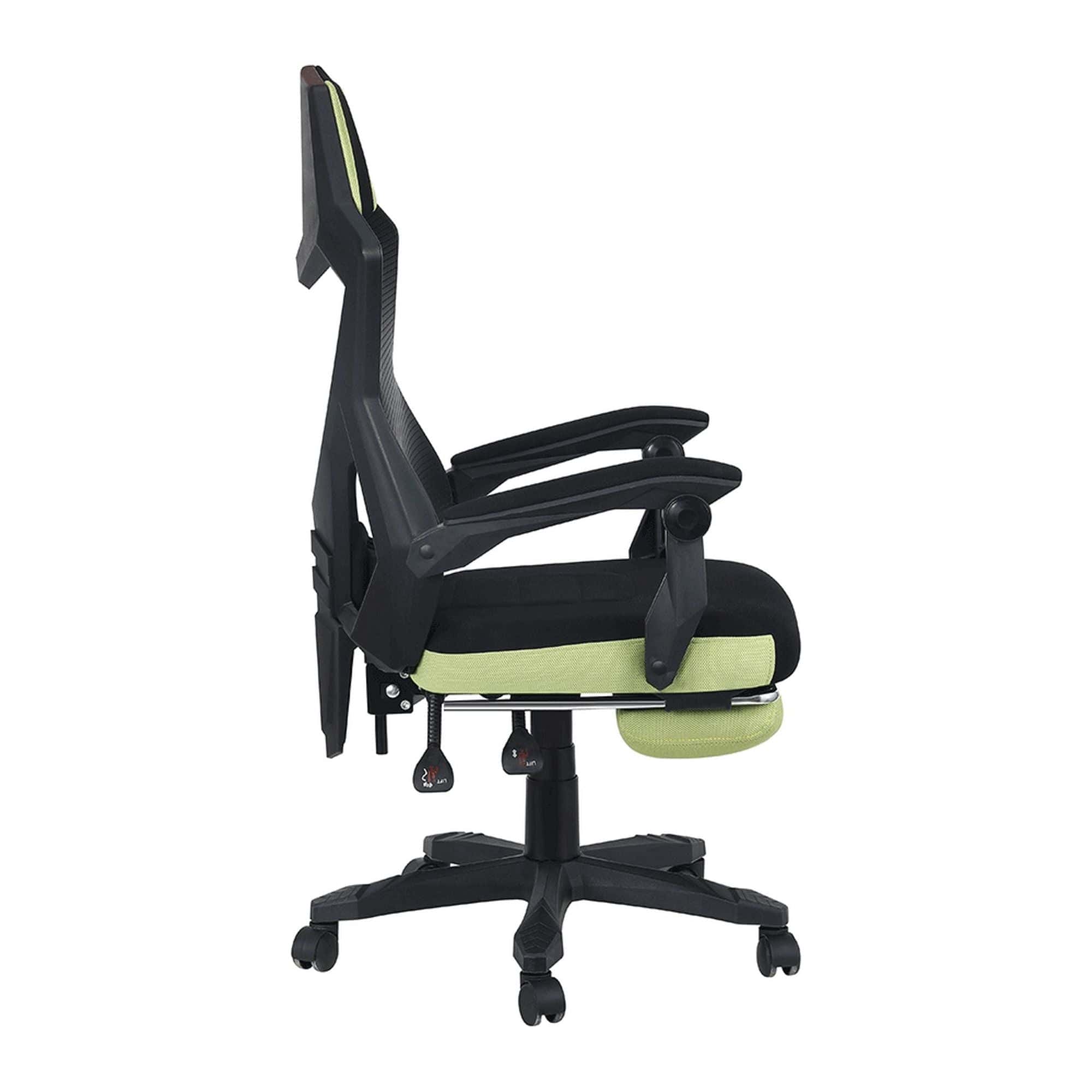 Scaun gaming JORIK NEW, negru/verde, plasa/plastic, 60x65x108/118 cm