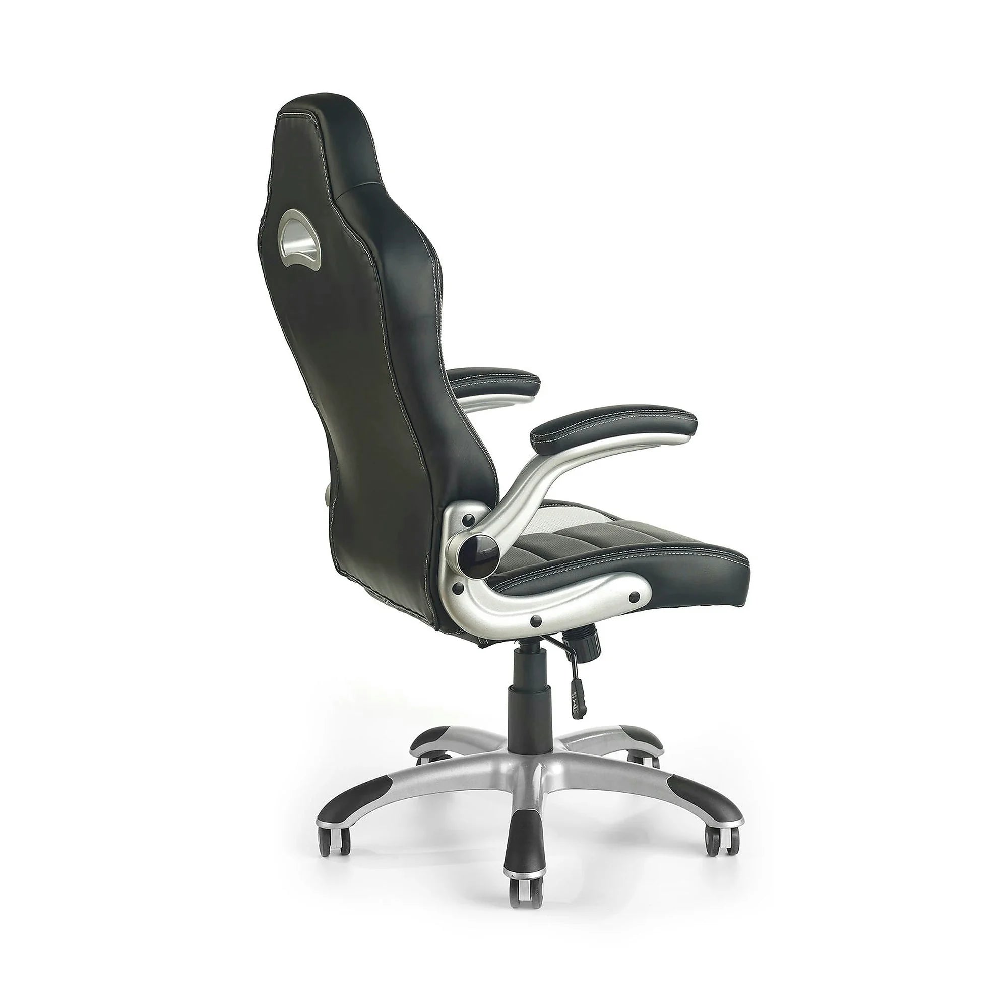 Scaun gaming LOTUS, negru/gri, piele ecologica perforata, 63x65x117/127 cm