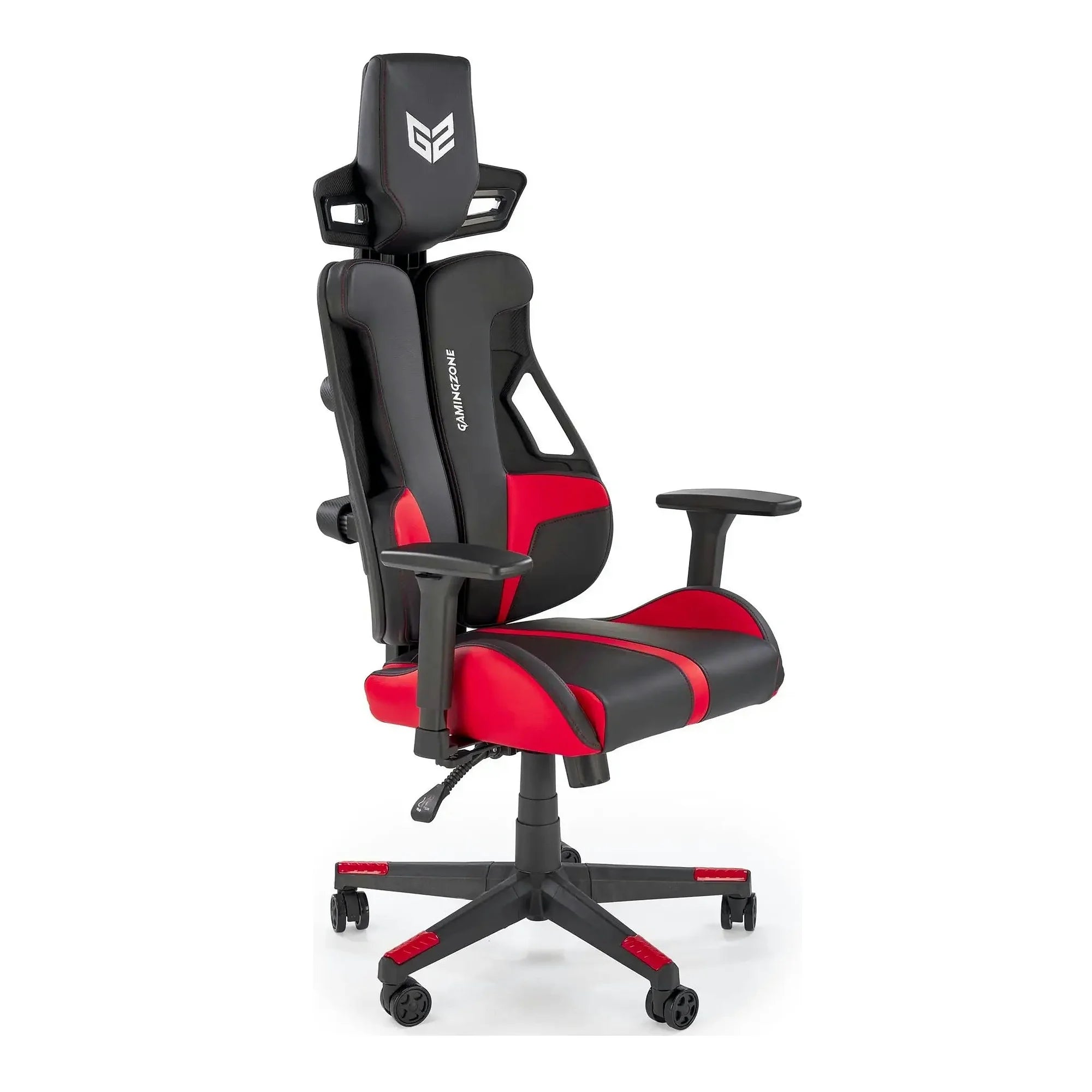Scaun gaming NITRO, negru/rosu, piele ecologica/material textil, 66x68x130/137 cm