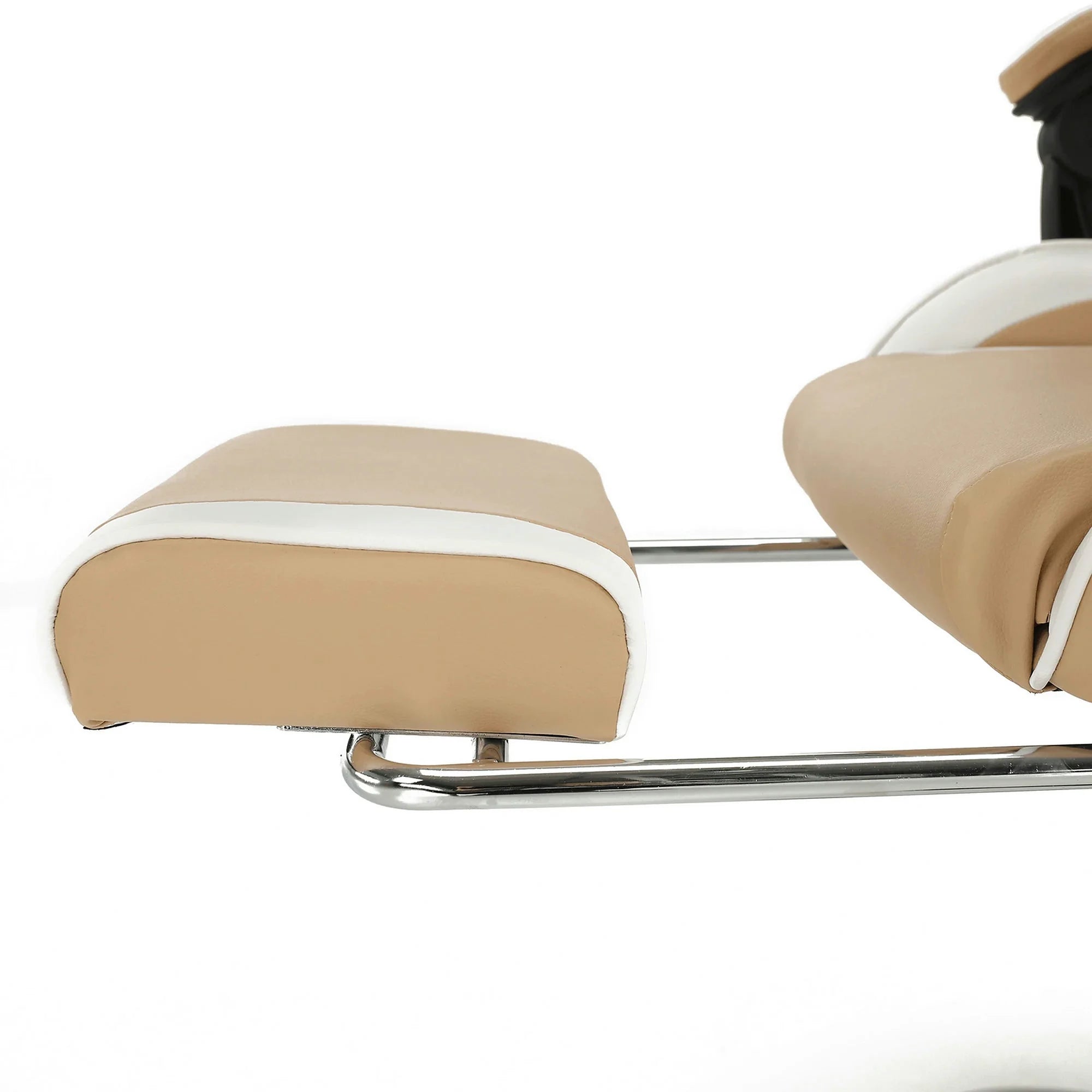 Scaun gaming OZGE 2 NEW, bej/alb, piele ecologica, 64x60x116/136 cm