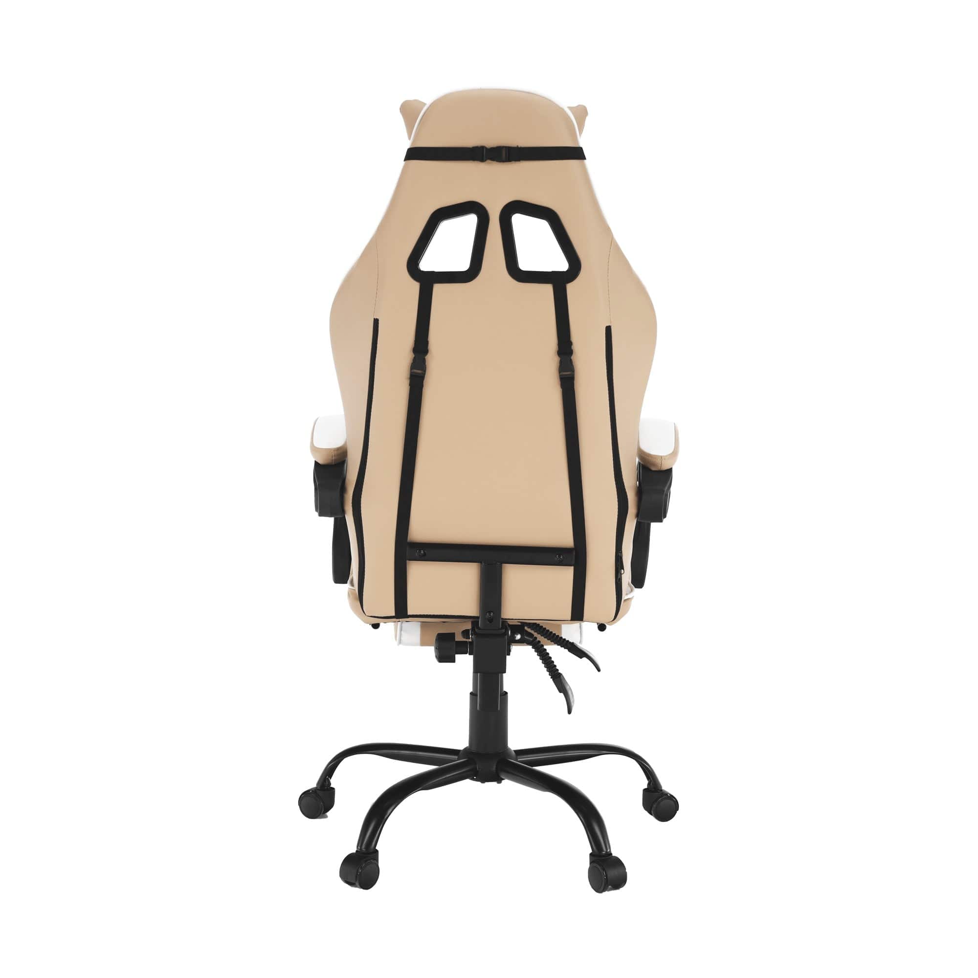 Scaun gaming OZGE 2 NEW, bej/alb, piele ecologica, 64x60x116/136 cm