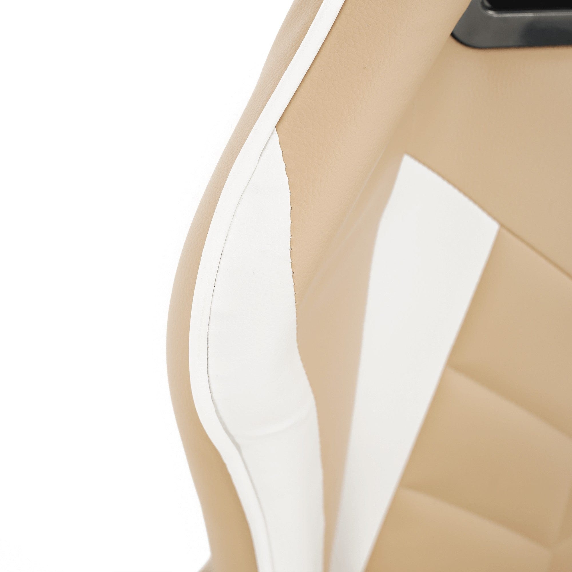 Scaun gaming OZGE 2 NEW, bej/alb, piele ecologica, 64x60x116/136 cm