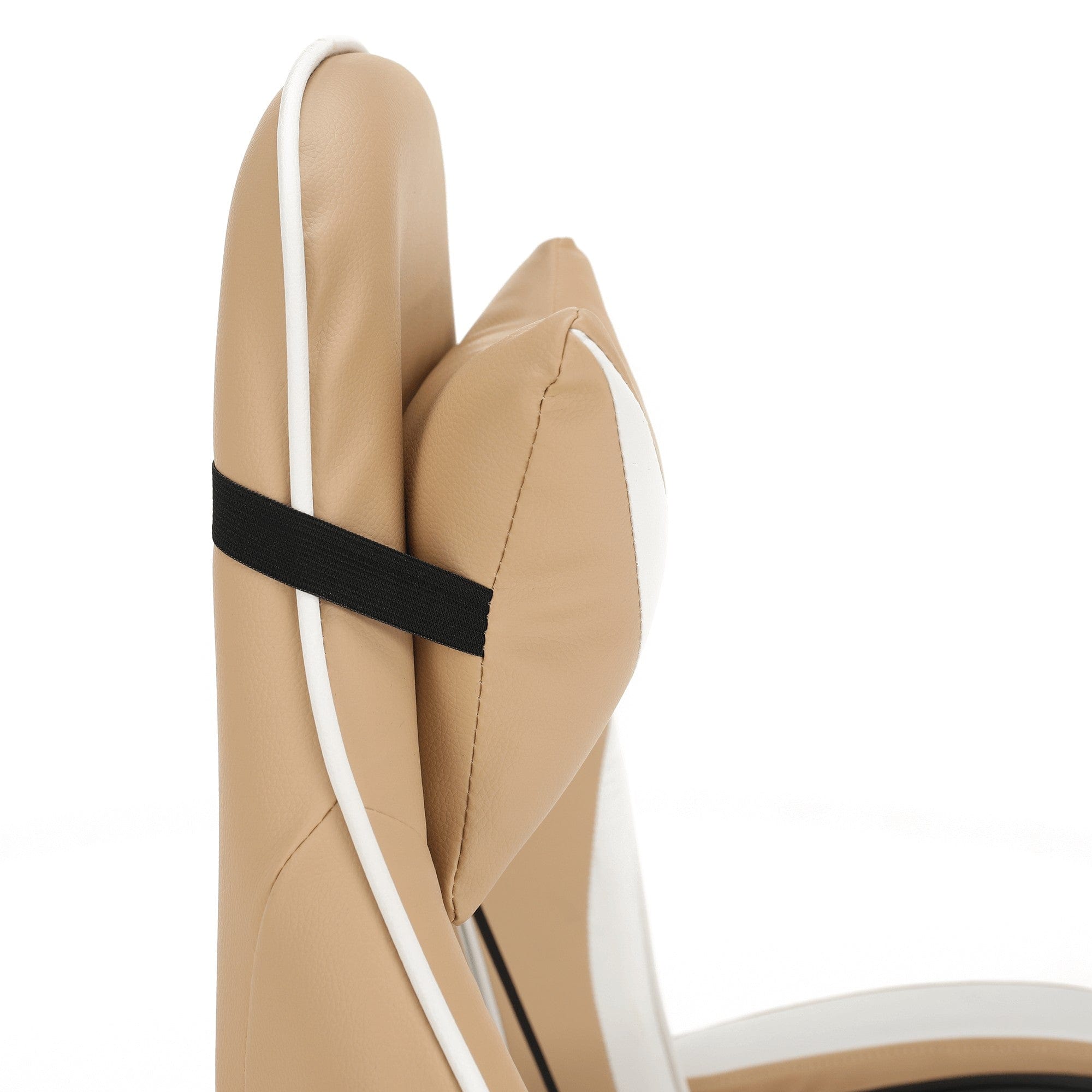 Scaun gaming OZGE 2 NEW, bej/alb, piele ecologica, 64x60x116/136 cm