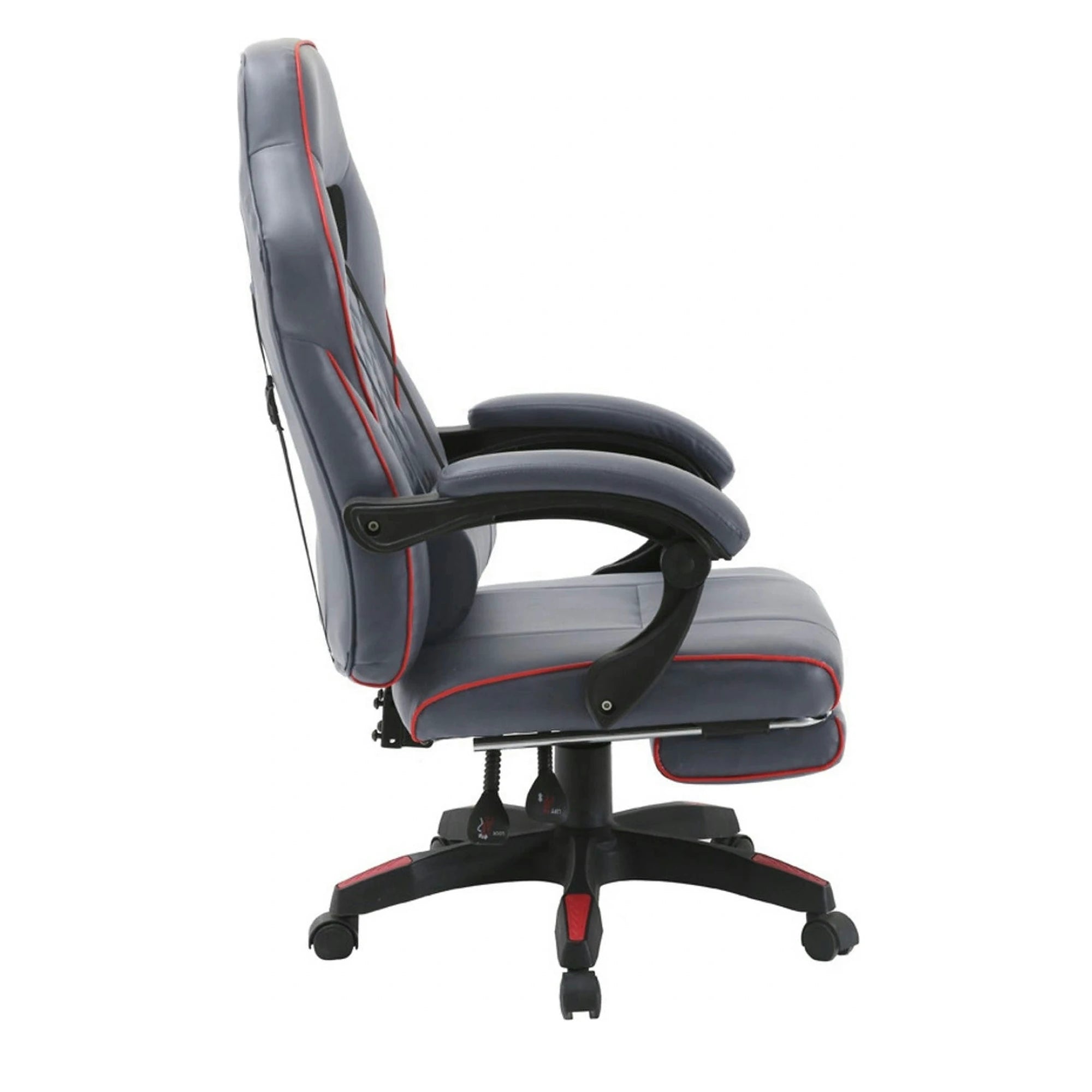 Scaun gaming RIKU, gri/negru, piele ecologica, 71x64x112/122 cm