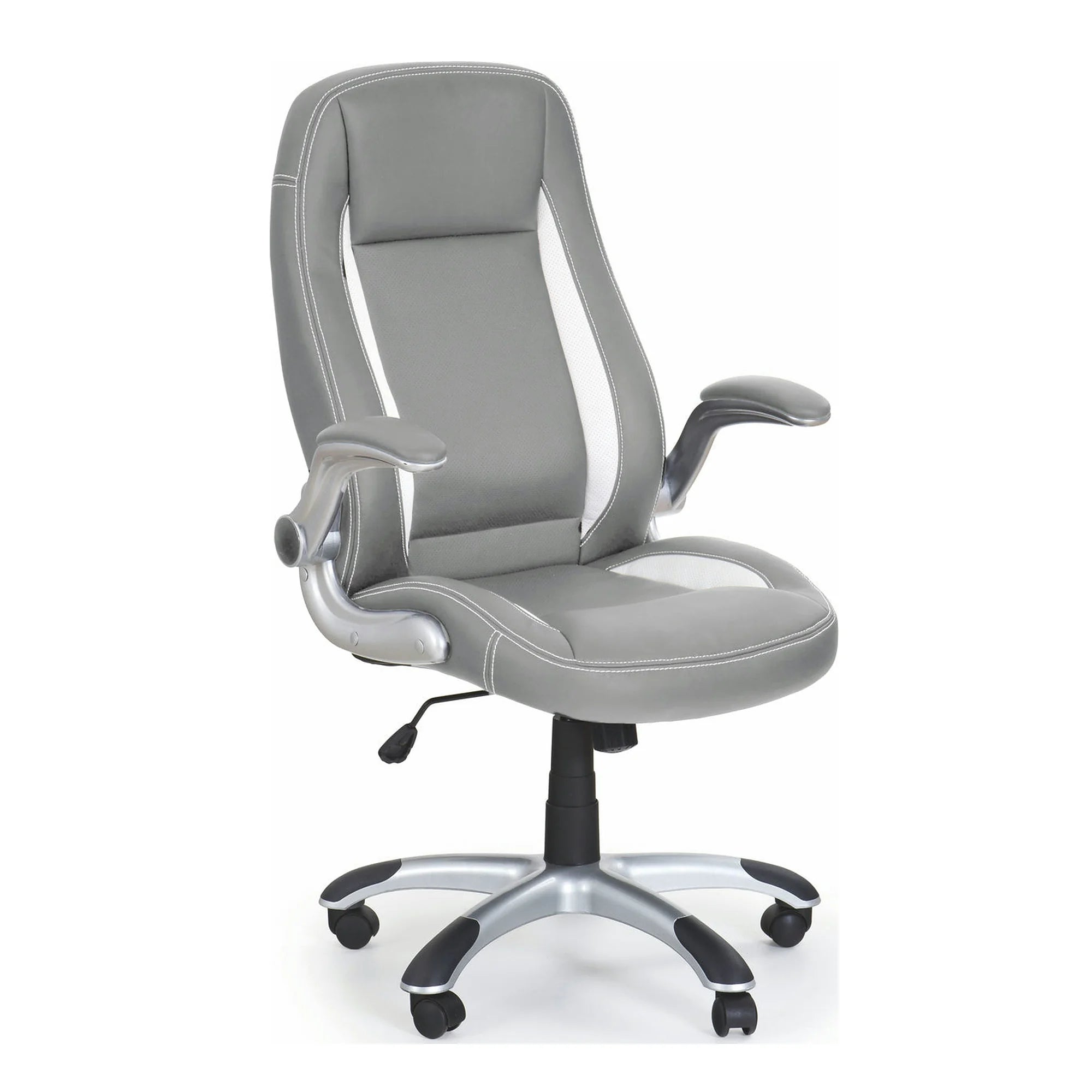 Scaun gaming SATURN, gri, piele ecologica perforata, 67x65x112/120 cm