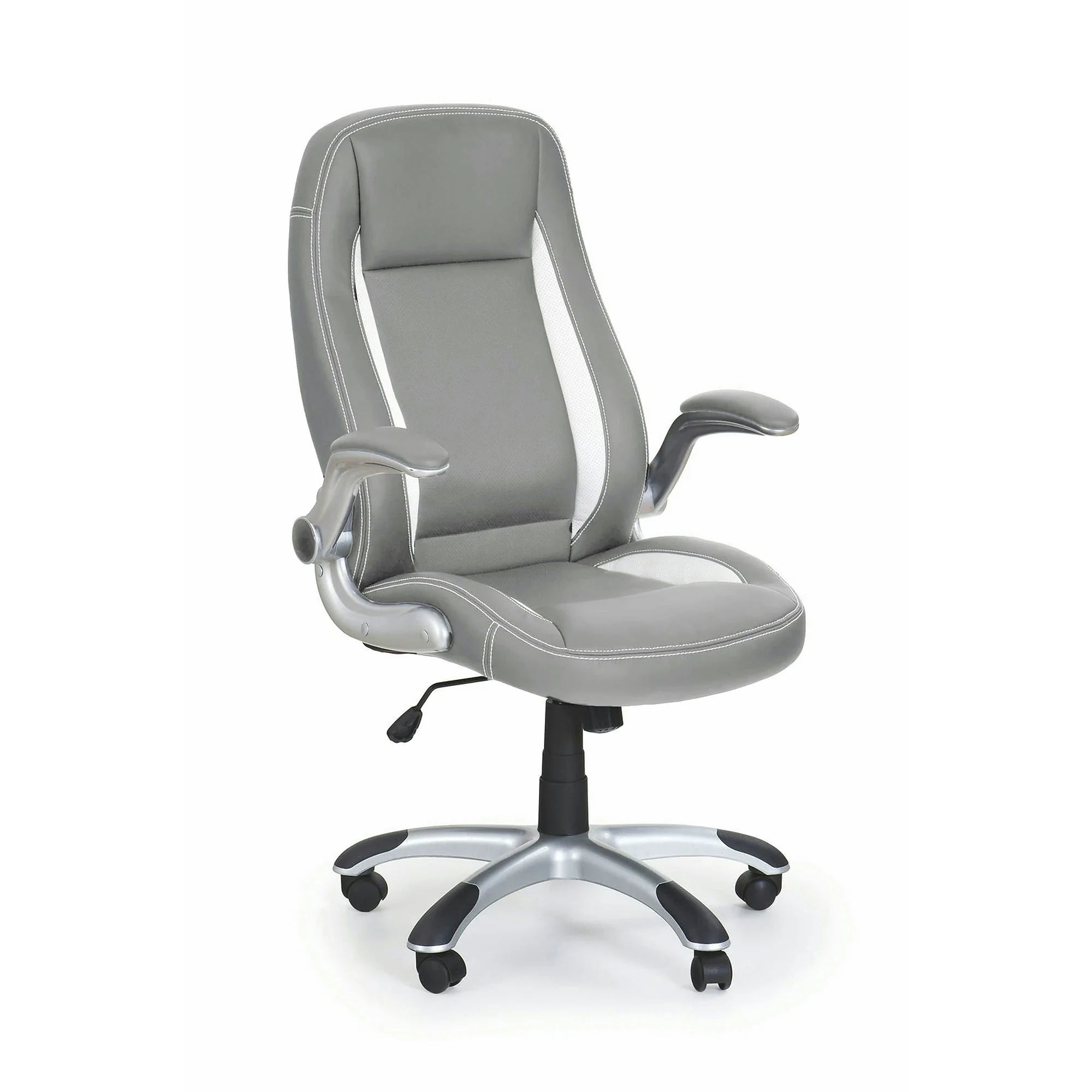 Scaun gaming SATURN, gri, piele ecologica perforata, 67x65x112/120 cm