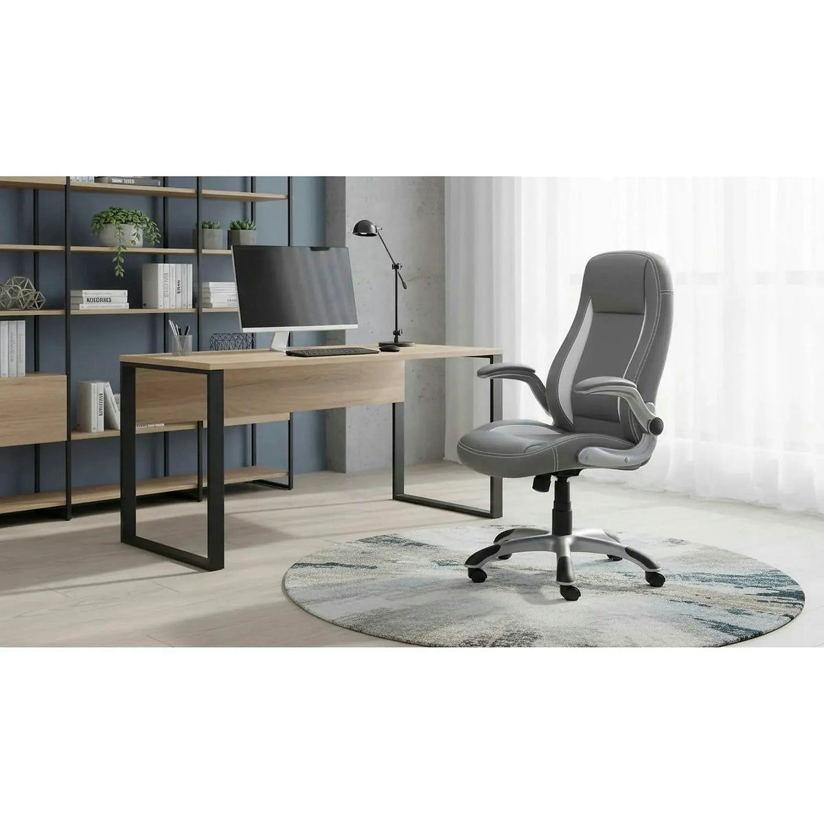 Scaun gaming SATURN, gri, piele ecologica perforata, 67x65x112/120 cm