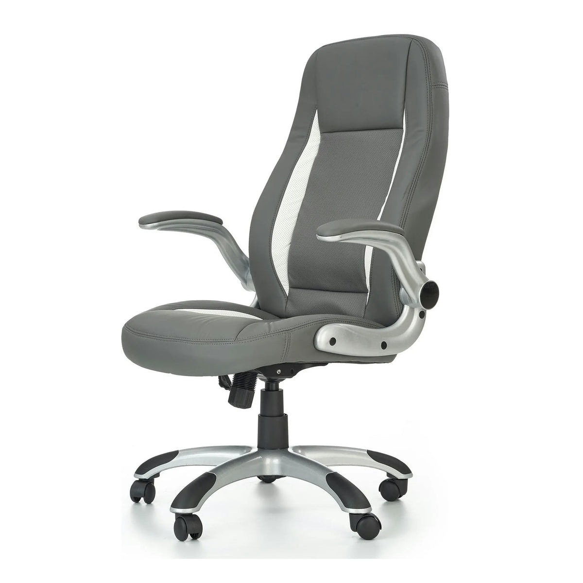 Scaun gaming SATURN, gri, piele ecologica perforata, 67x65x112/120 cm