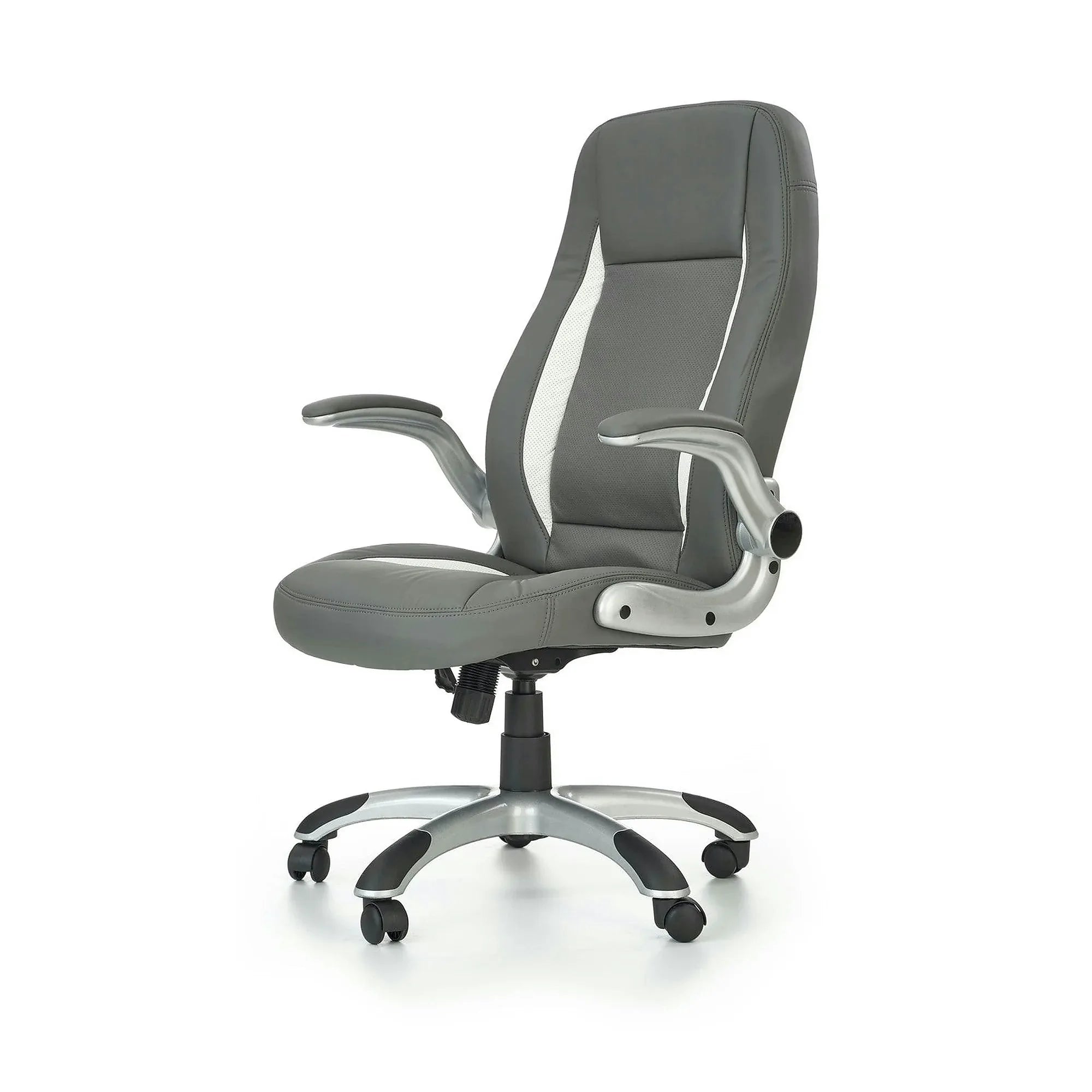 Scaun gaming SATURN, gri, piele ecologica perforata, 67x65x112/120 cm