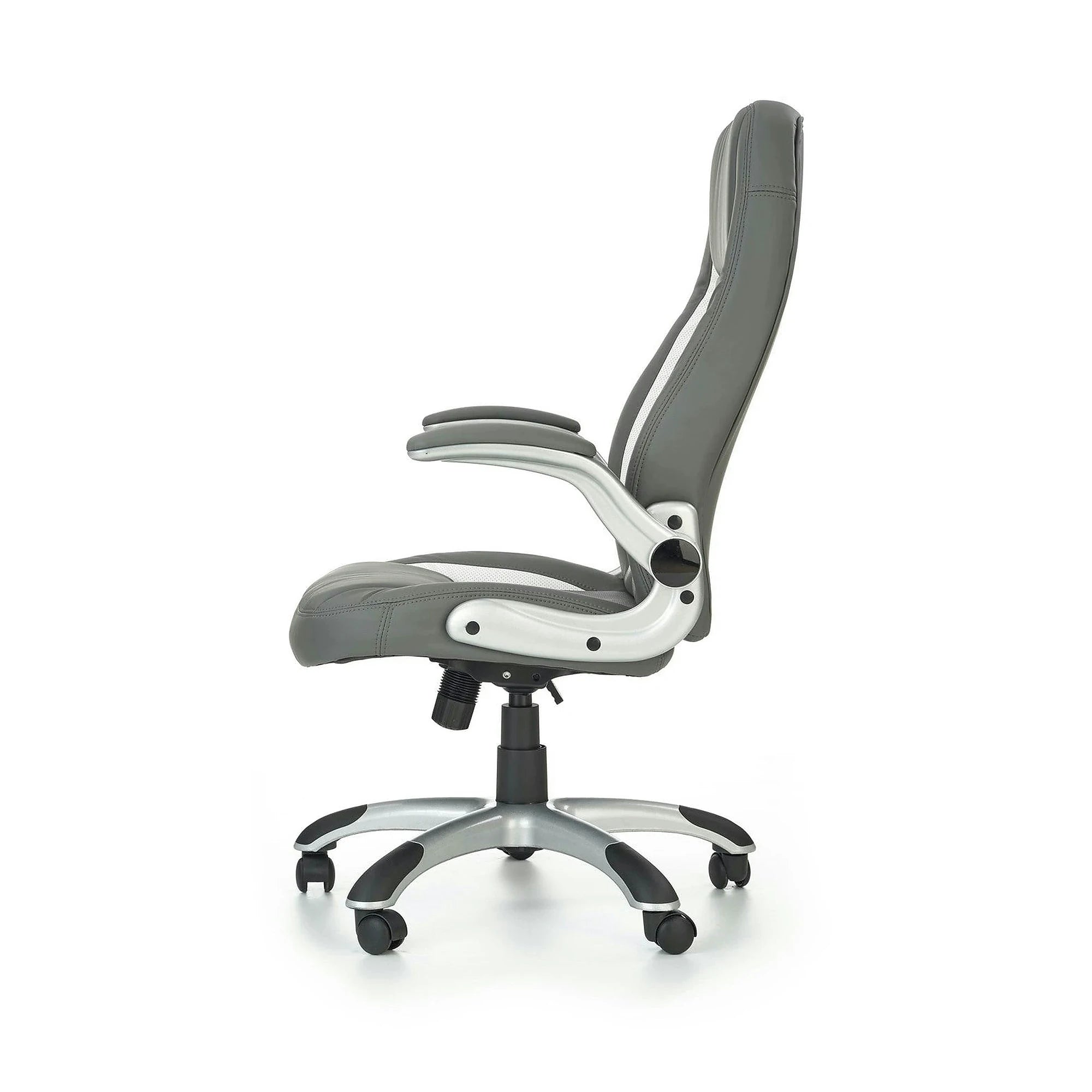 Scaun gaming SATURN, gri, piele ecologica perforata, 67x65x112/120 cm