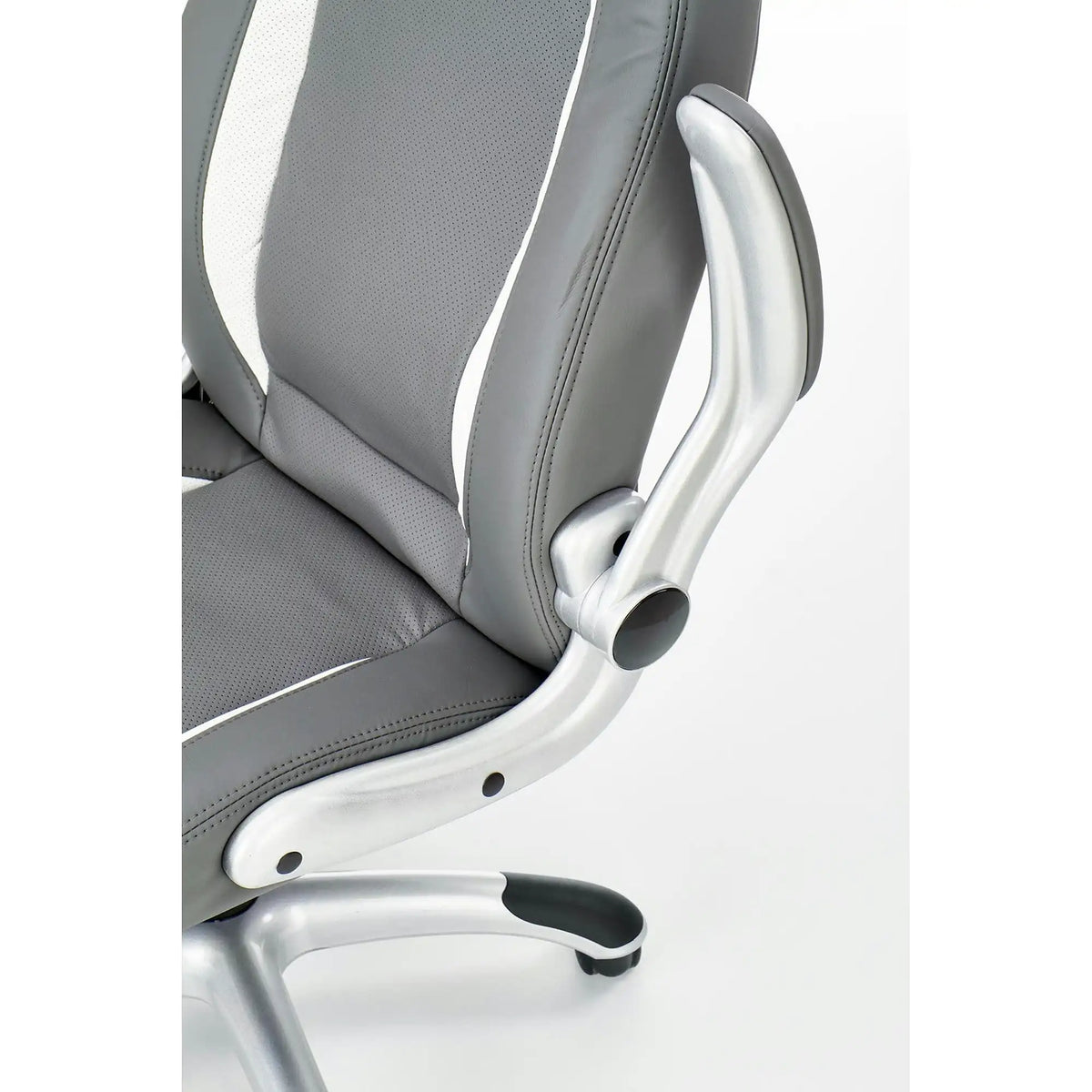 Scaun gaming SATURN, gri, piele ecologica perforata, 67x65x112/120 cm