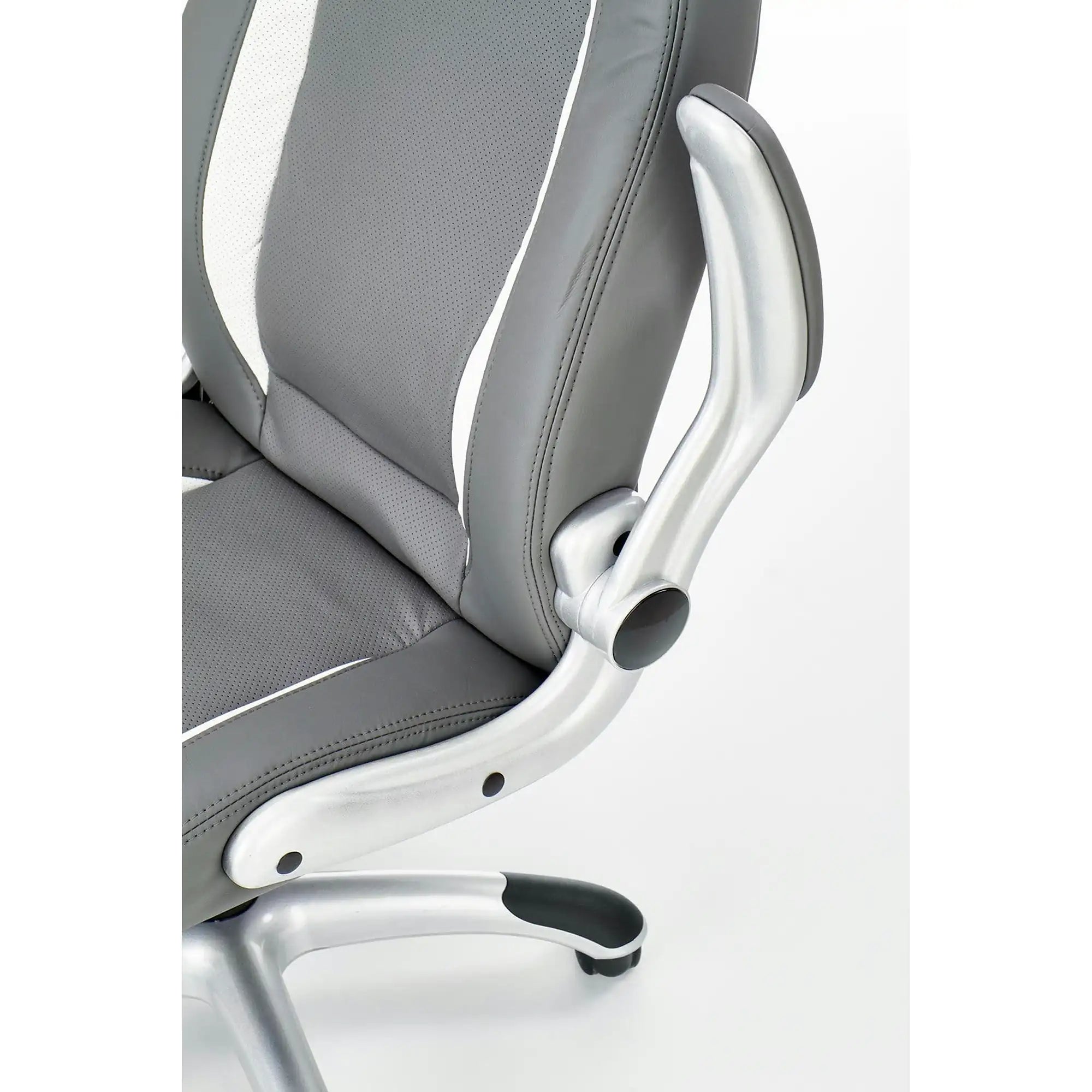 Scaun gaming SATURN, gri, piele ecologica perforata, 67x65x112/120 cm