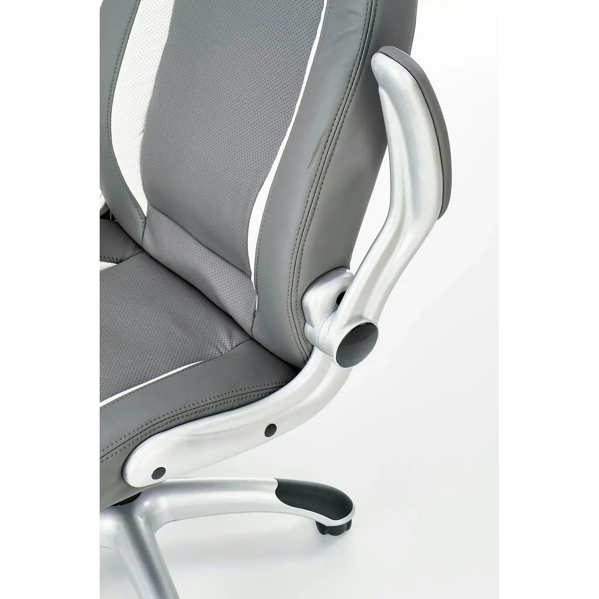 Scaun gaming SATURN, gri, piele ecologica perforata, 67x65x112/120 cm