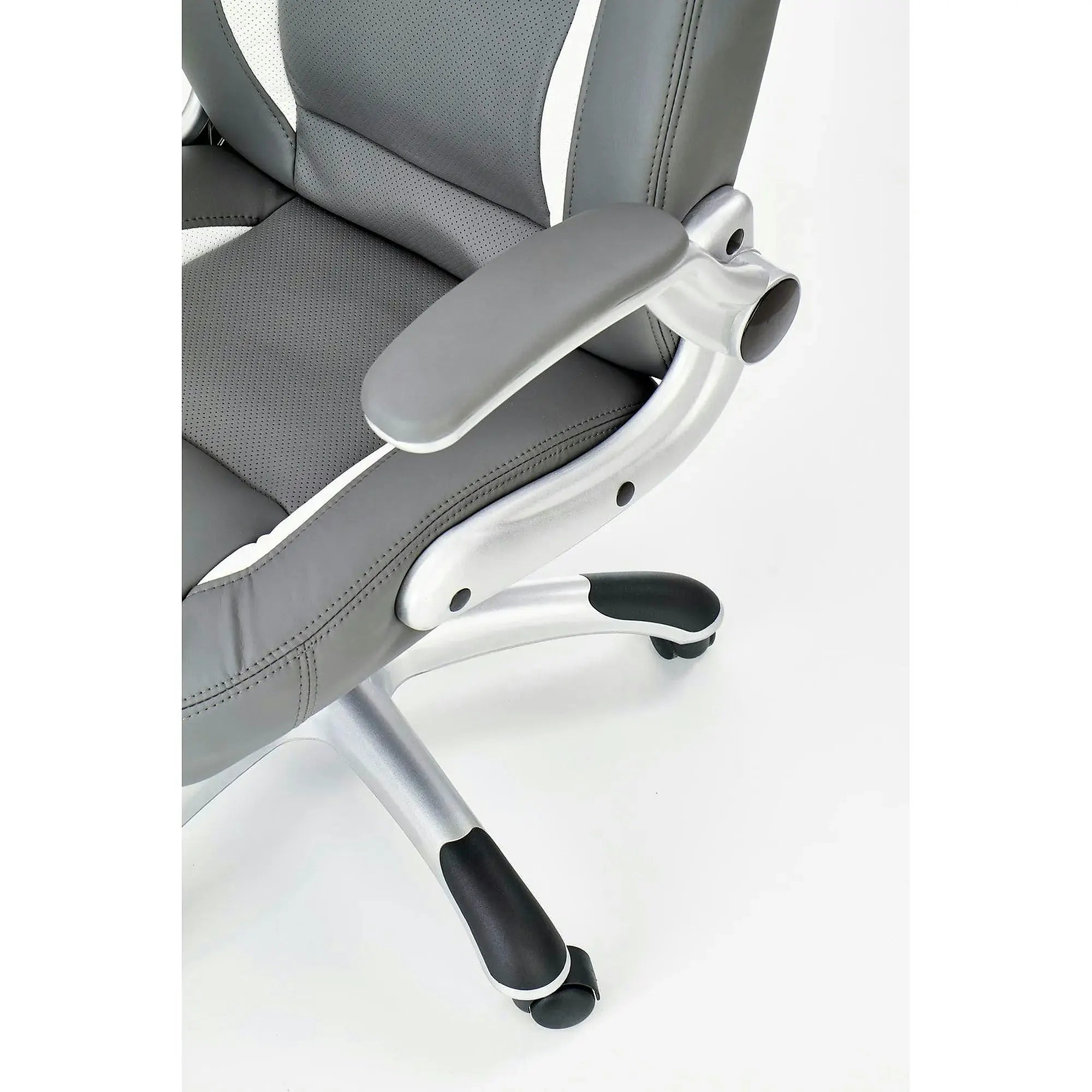 Scaun gaming SATURN, gri, piele ecologica perforata, 67x65x112/120 cm