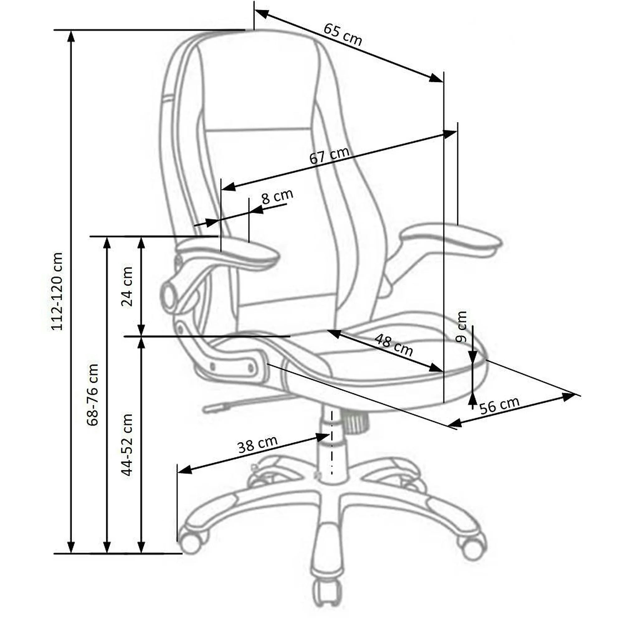 Scaun gaming SATURN, gri, piele ecologica perforata, 67x65x112/120 cm