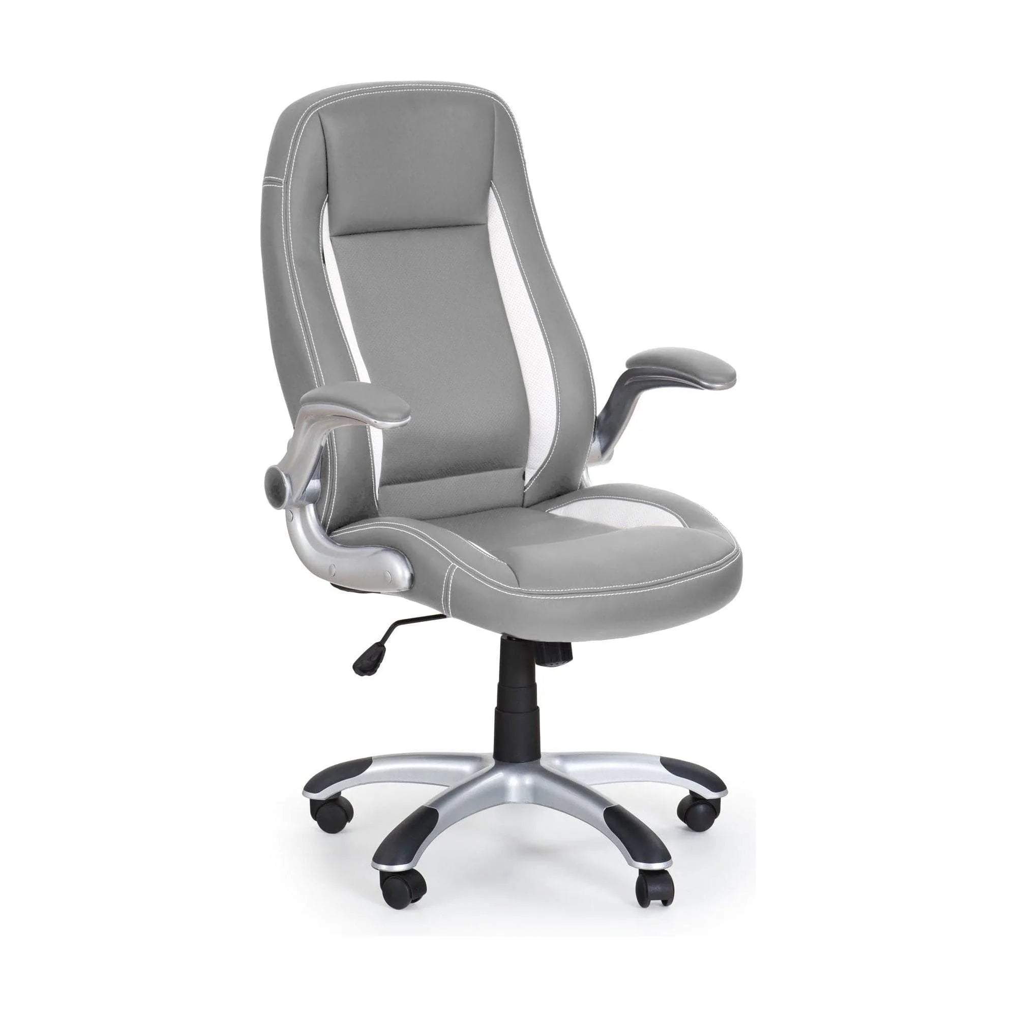 Scaun gaming SATURN, gri, piele ecologica perforata, 67x65x112/120 cm