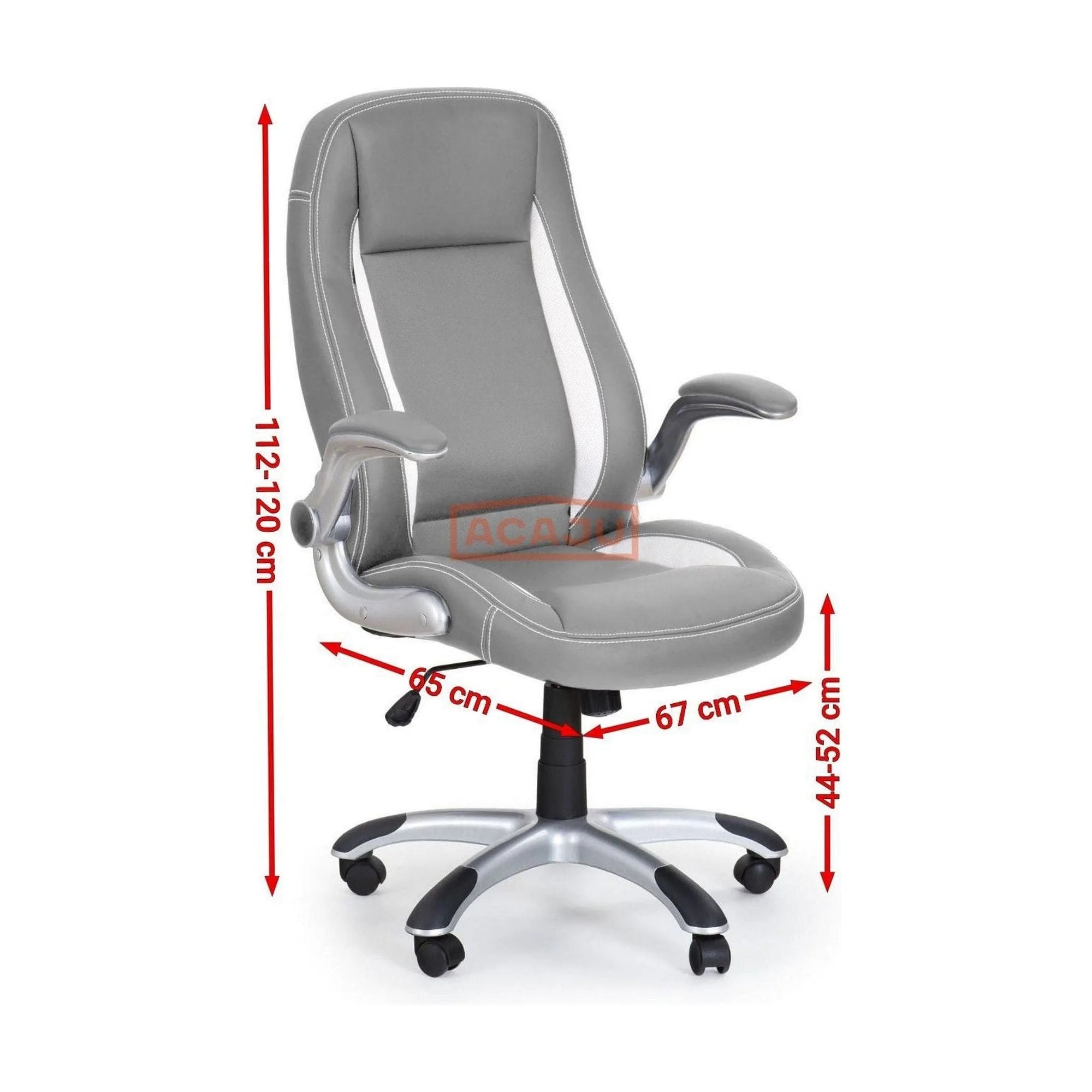 Scaun gaming SATURN, gri, piele ecologica perforata, 67x65x112/120 cm