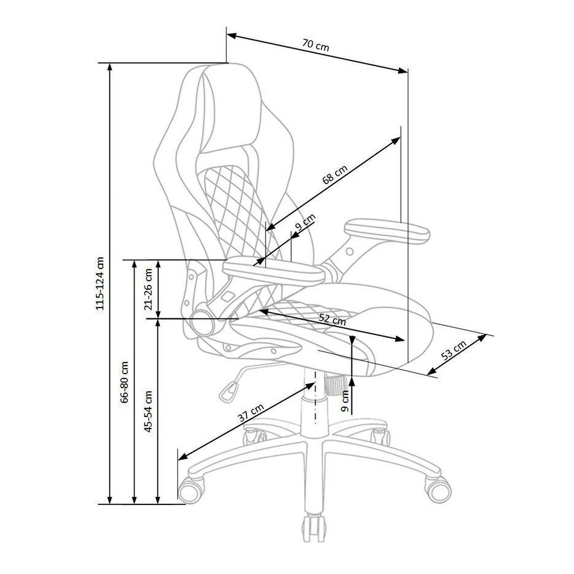 Scaun gaming SONIC, negru/gri, stofa, 69x70x115/124 cm