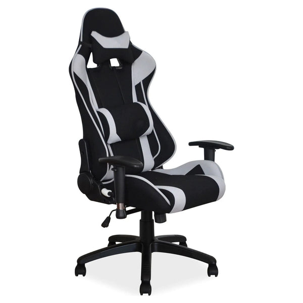 Scaun gaming VIPER, negru/gri deschis, stofa, 70x49x127/135 cm