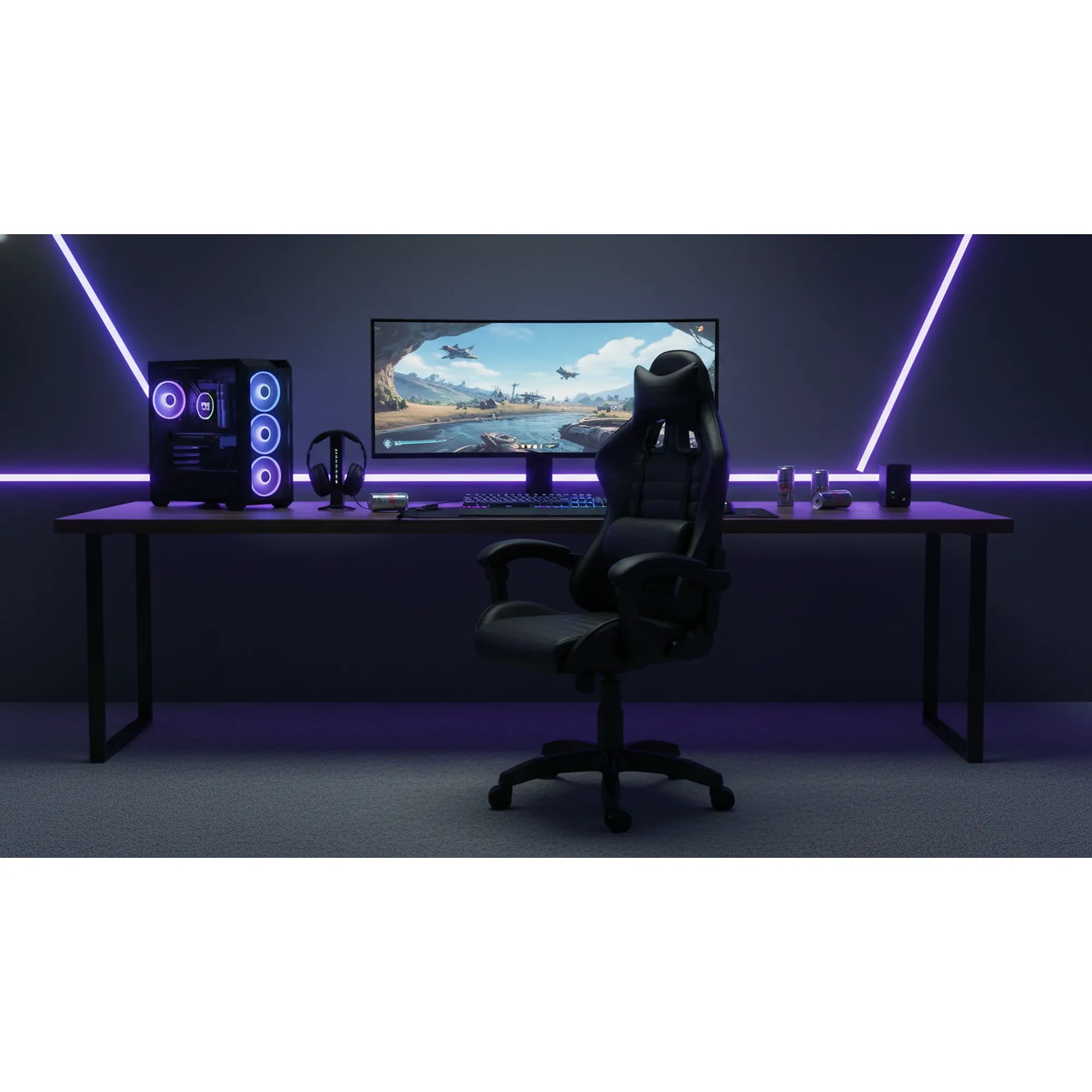 Scaun gaming X-PLAY, negru, piele ecologica, 64x65x123/132 cm