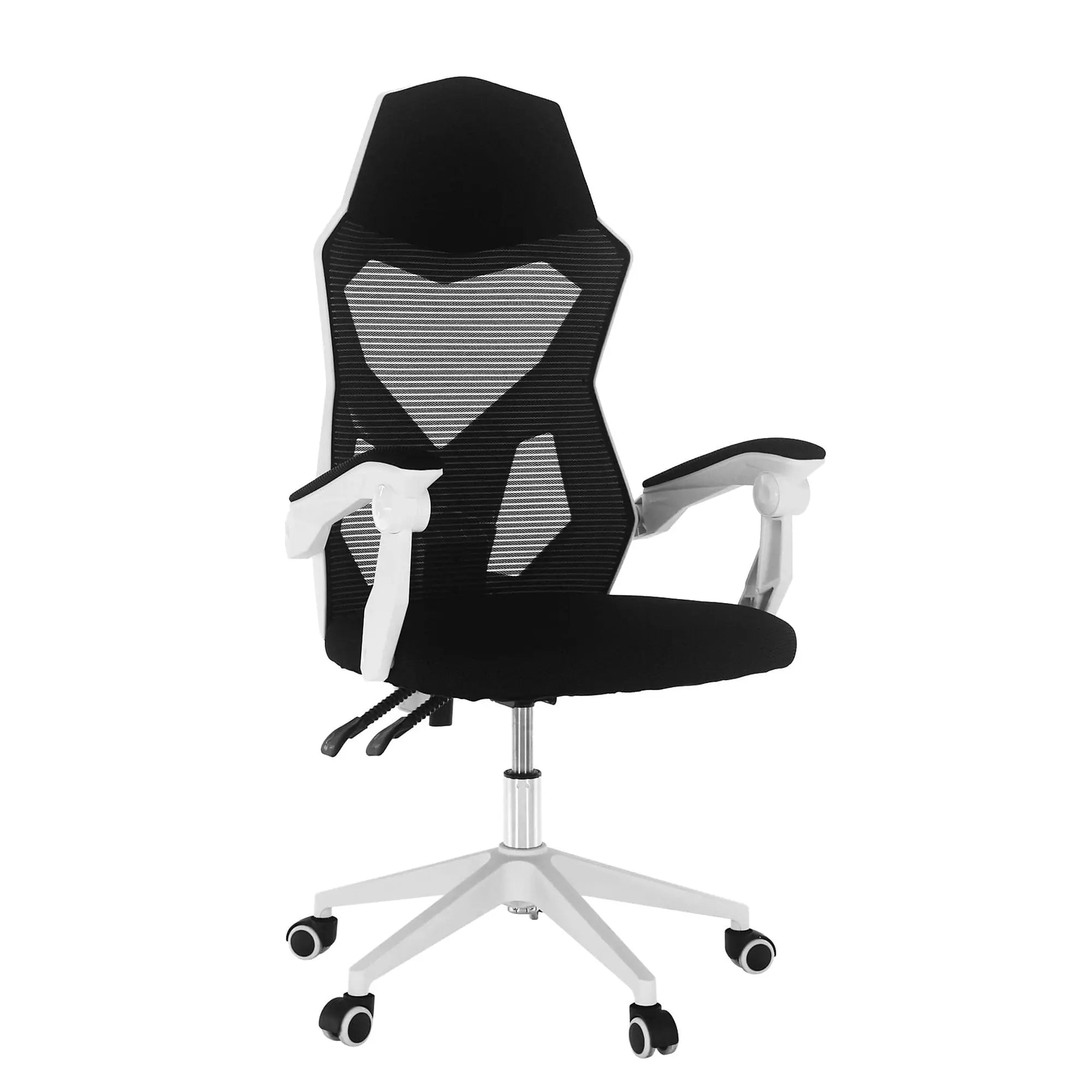 Scaun gaming YOKO, negru/alb, material textil/plastic, 60x65x113/123 cm